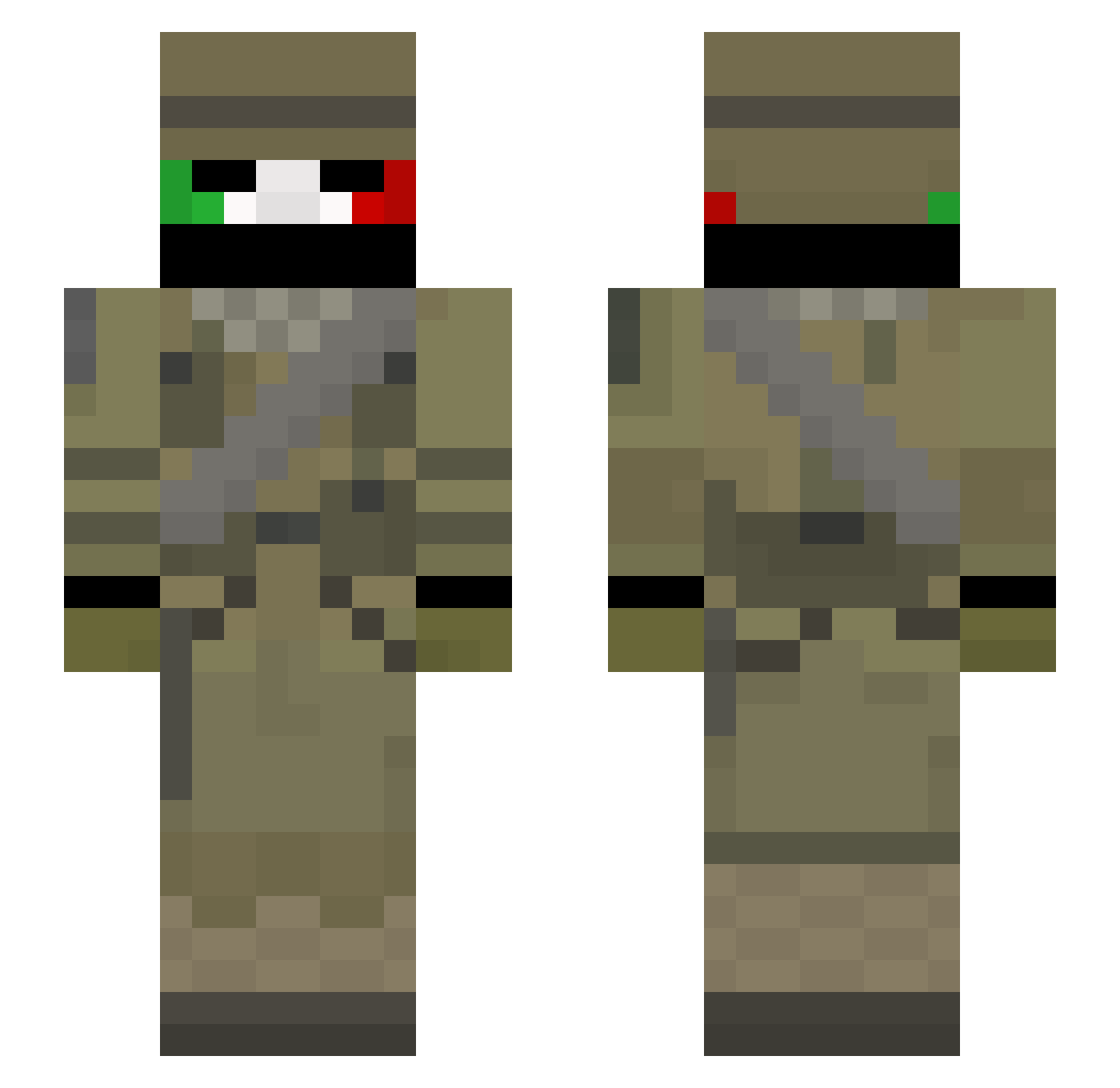 brume18 Minecraft skin, front and back view