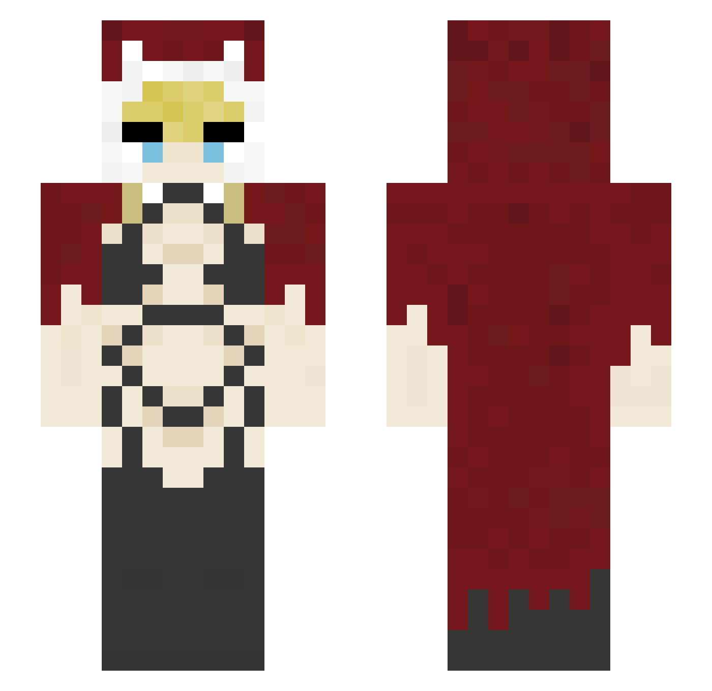 BrainrotMonarch Minecraft skin, front and back view