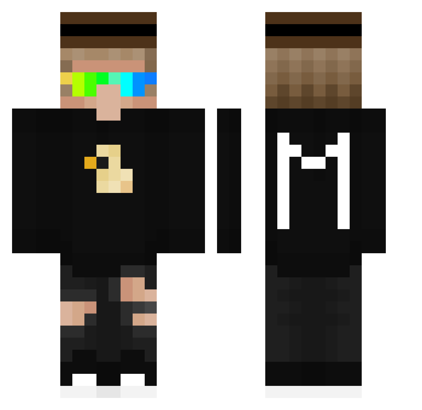 MegaMaldron Minecraft skin, front and back view