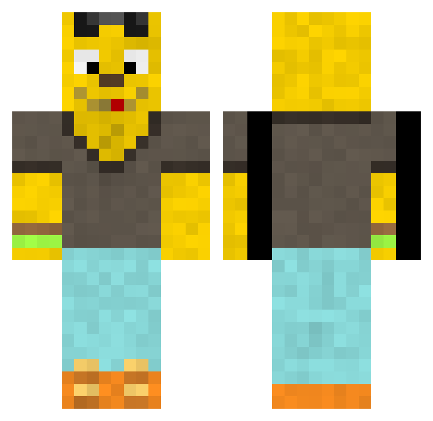 Ossraok Minecraft skin, front and back view