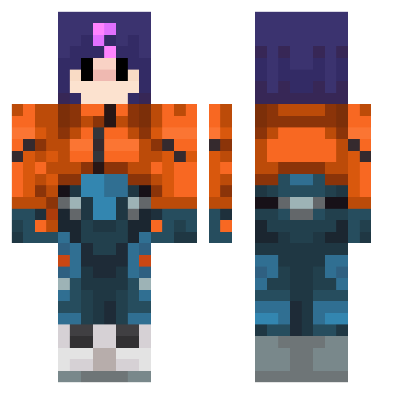 SilvaDis Minecraft skin, front and back view