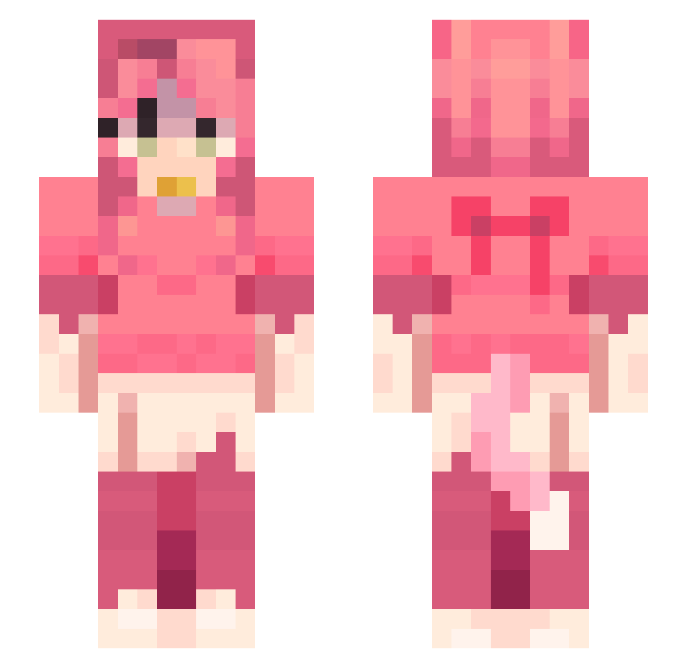 PrettyMiles Minecraft skin, front and back view