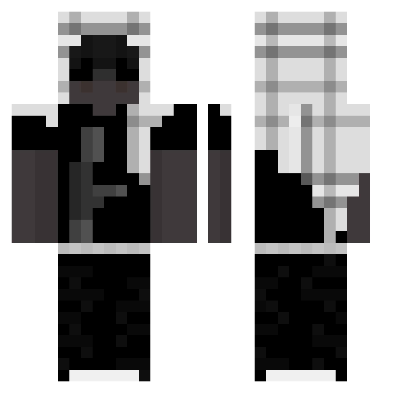 haxfvm Minecraft skin, front and back view