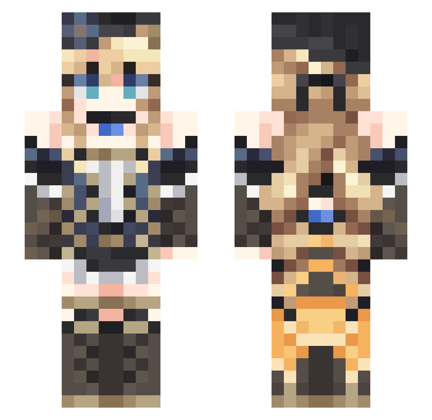 Piercin Minecraft skin, front and back view