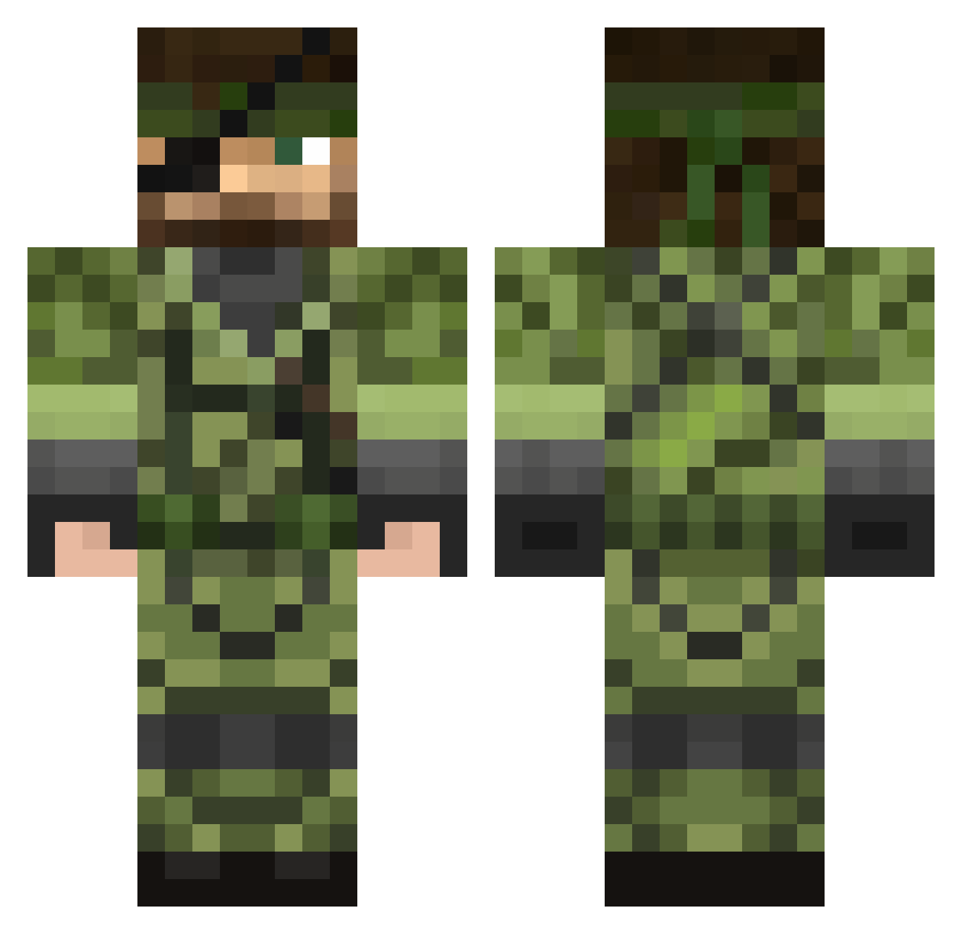 Sandbank Minecraft skin, front and back view