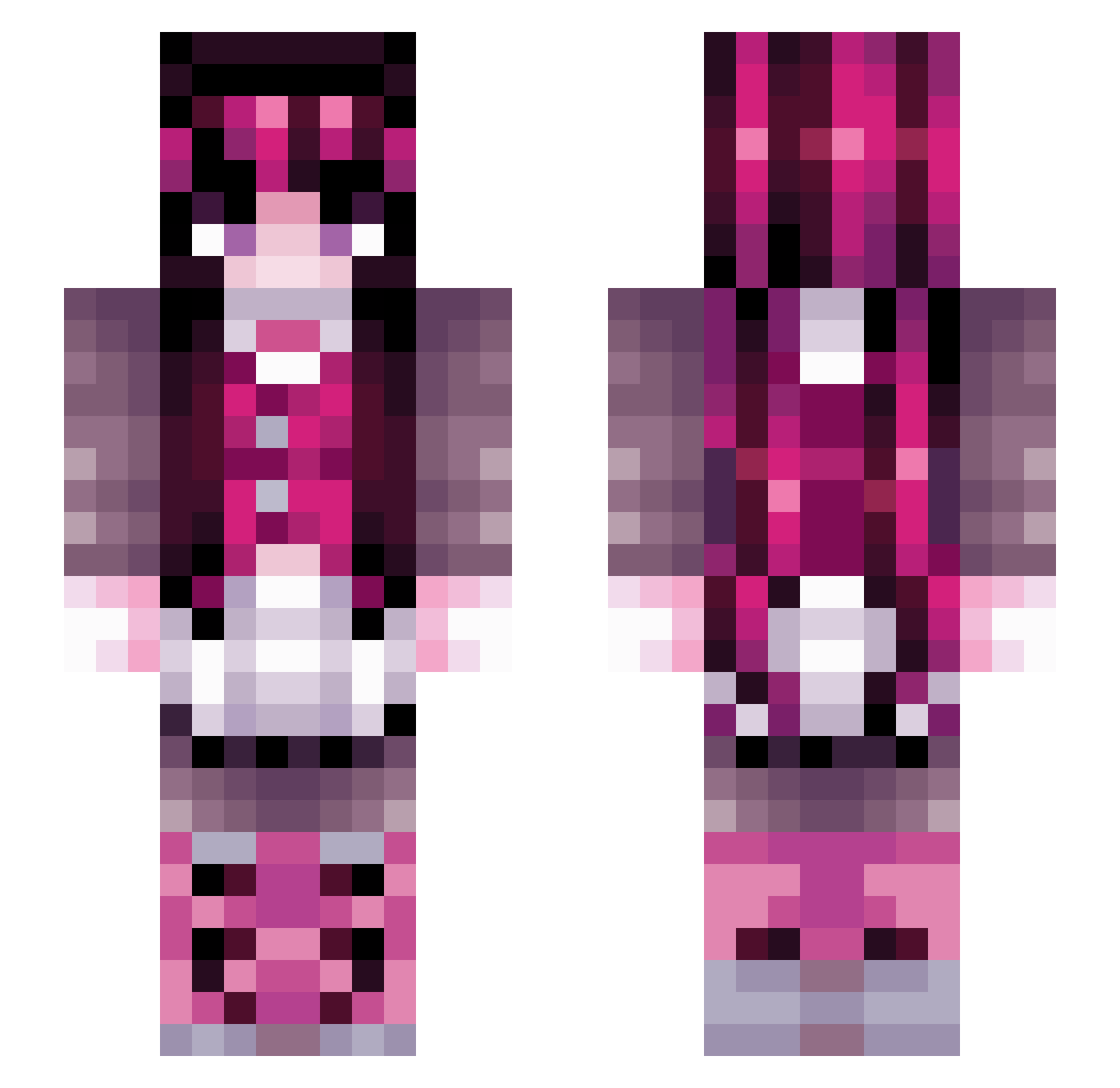 MysticalNarwhal8 Minecraft skin, front and back view