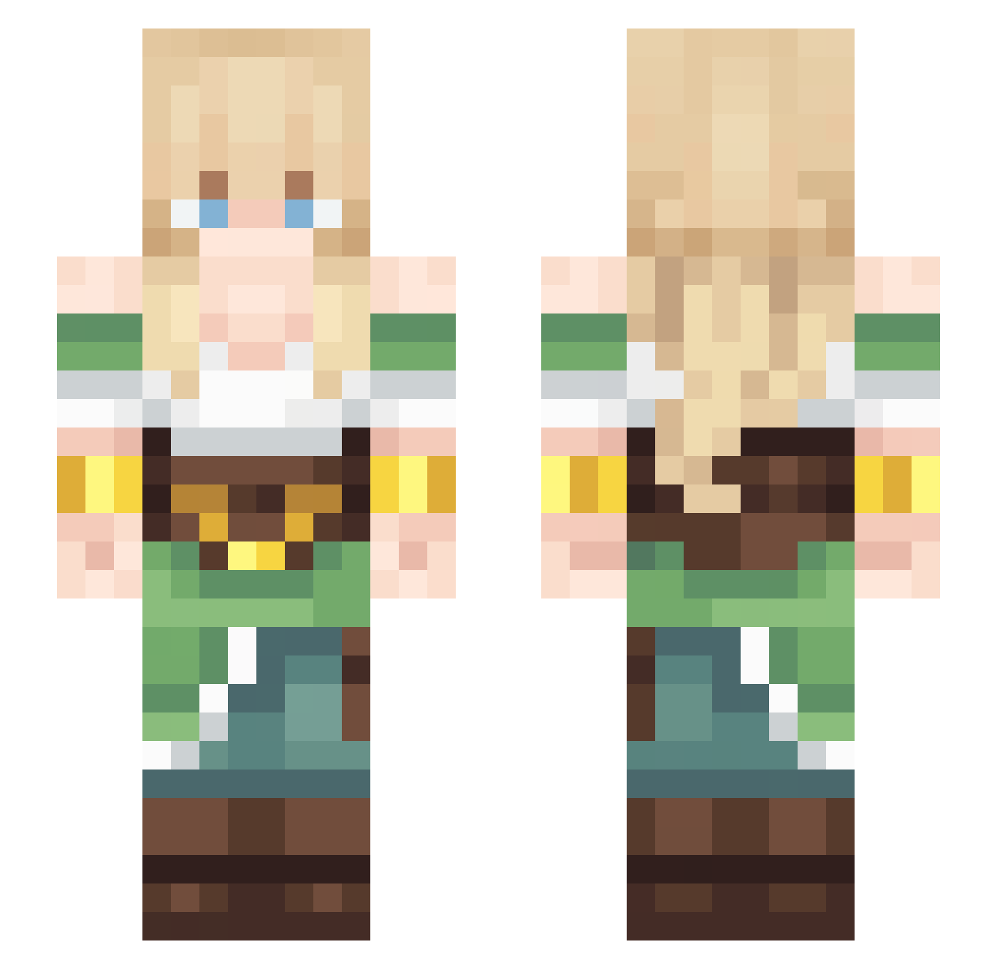ZelusA Minecraft skin, front and back view
