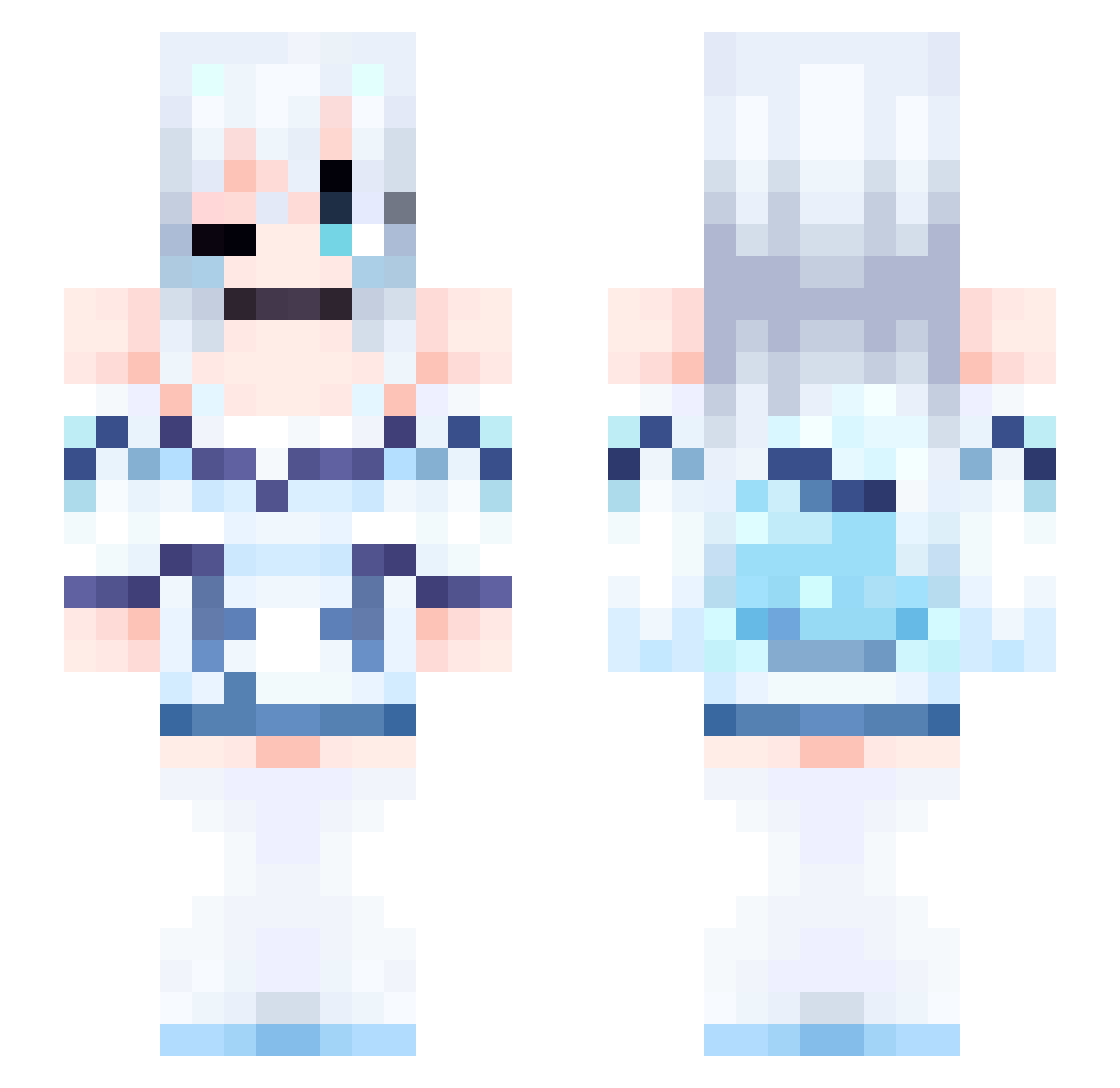 SonaWhite Minecraft skin, front and back view