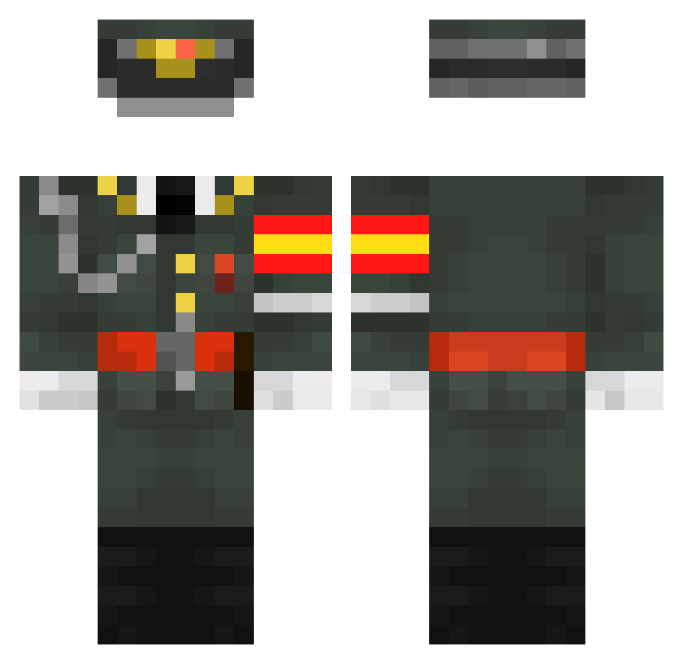k1bad Minecraft skin, front and back view