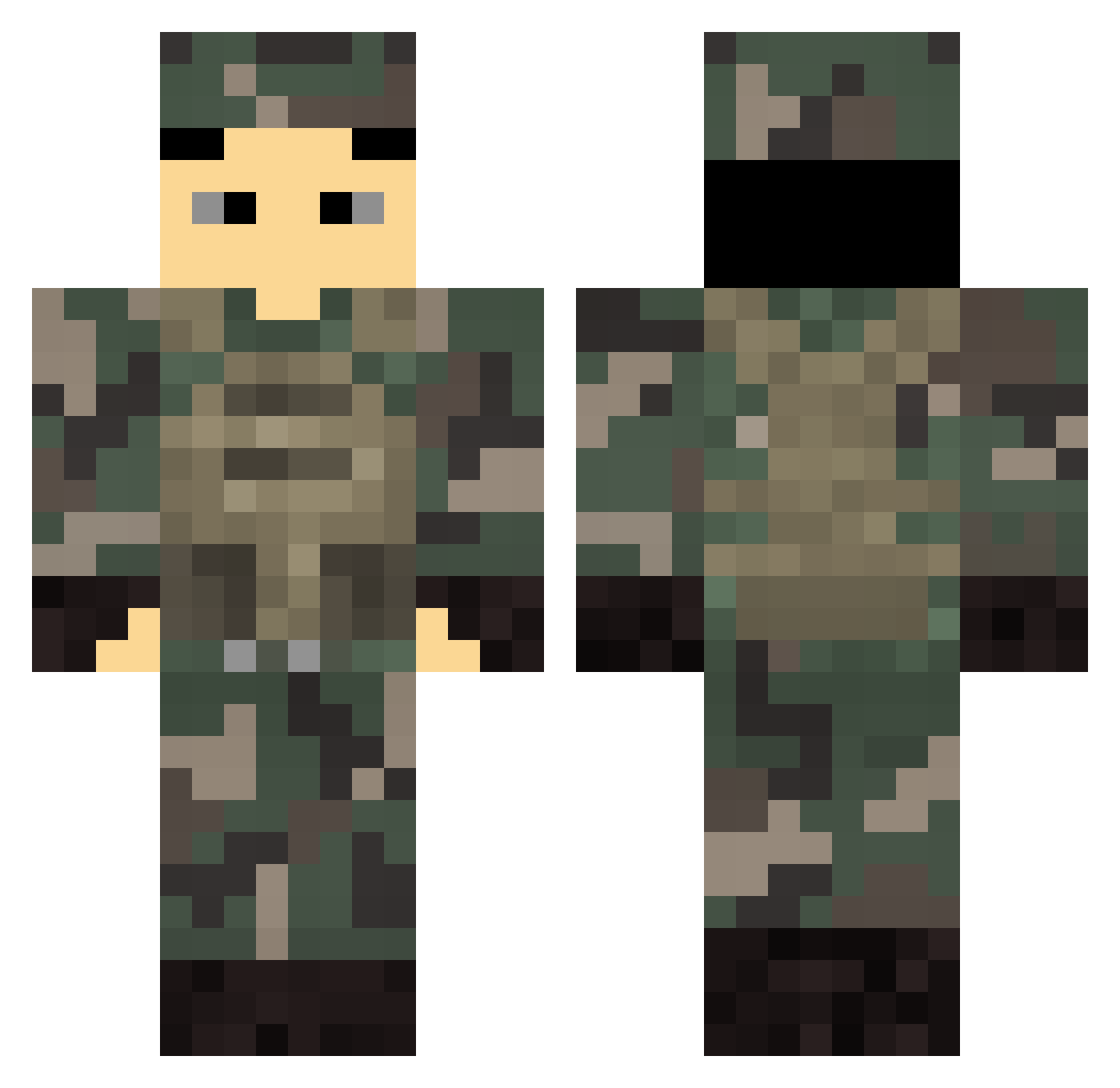 Tomyums Minecraft skin, front and back view
