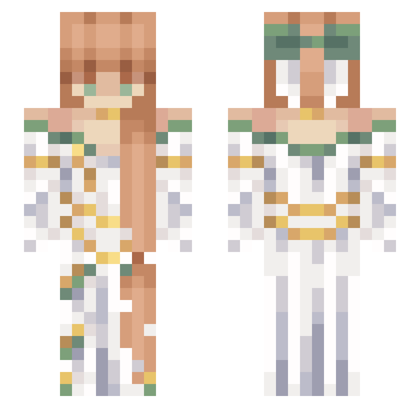 BubblesTheTurkey Minecraft skin, front and back view
