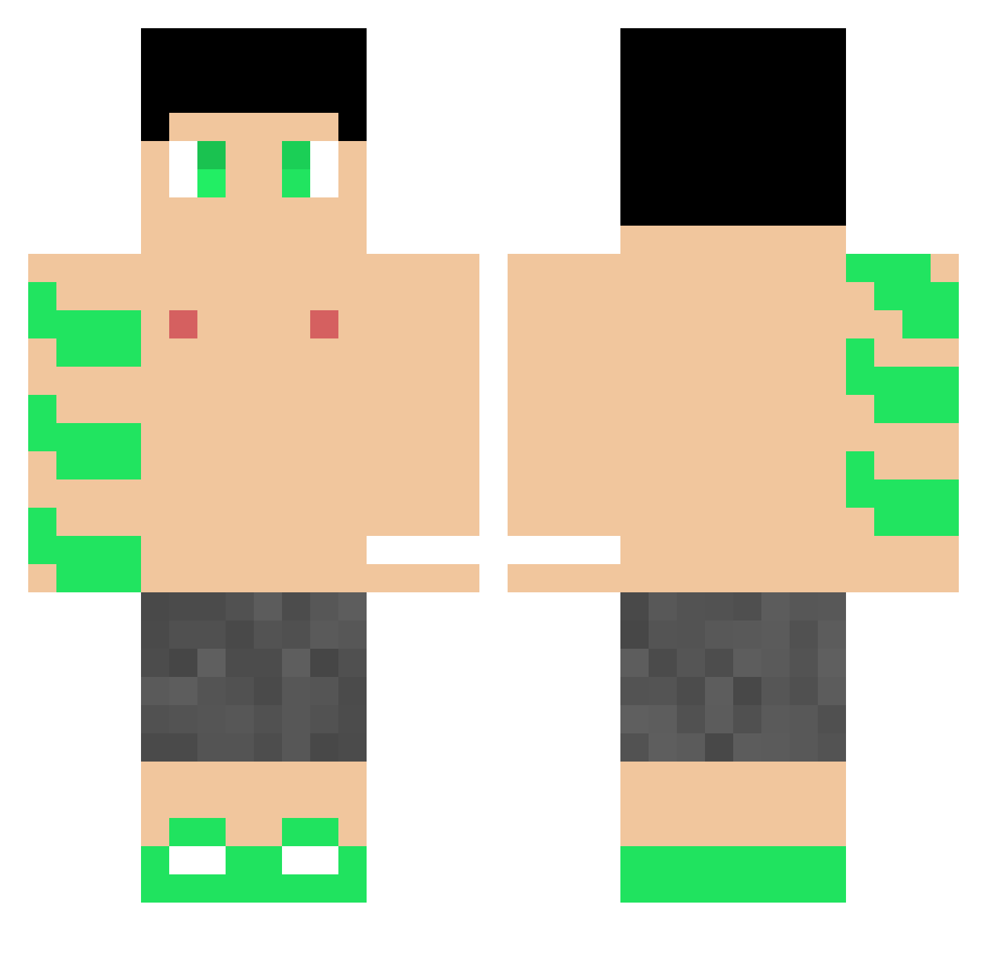 UNSATISFIED1337 Minecraft skin, front and back view