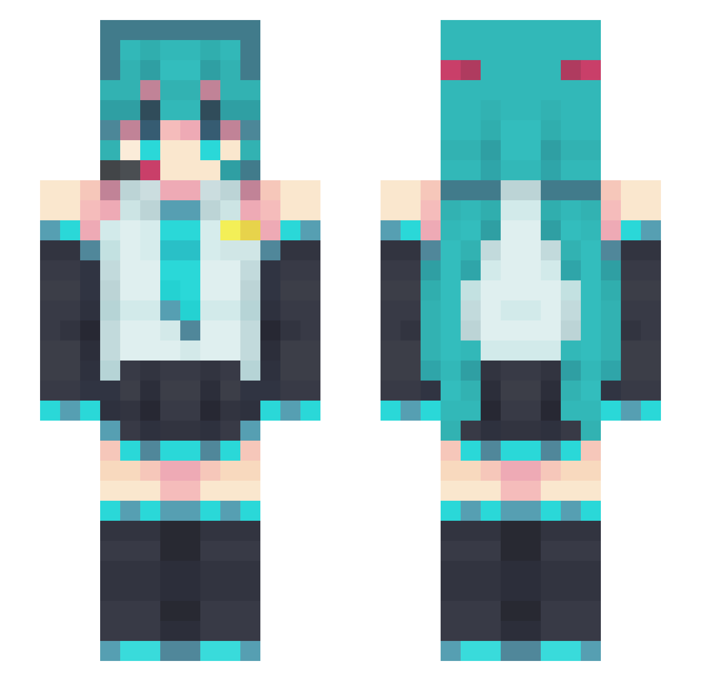 Wikalia Minecraft skin, front and back view