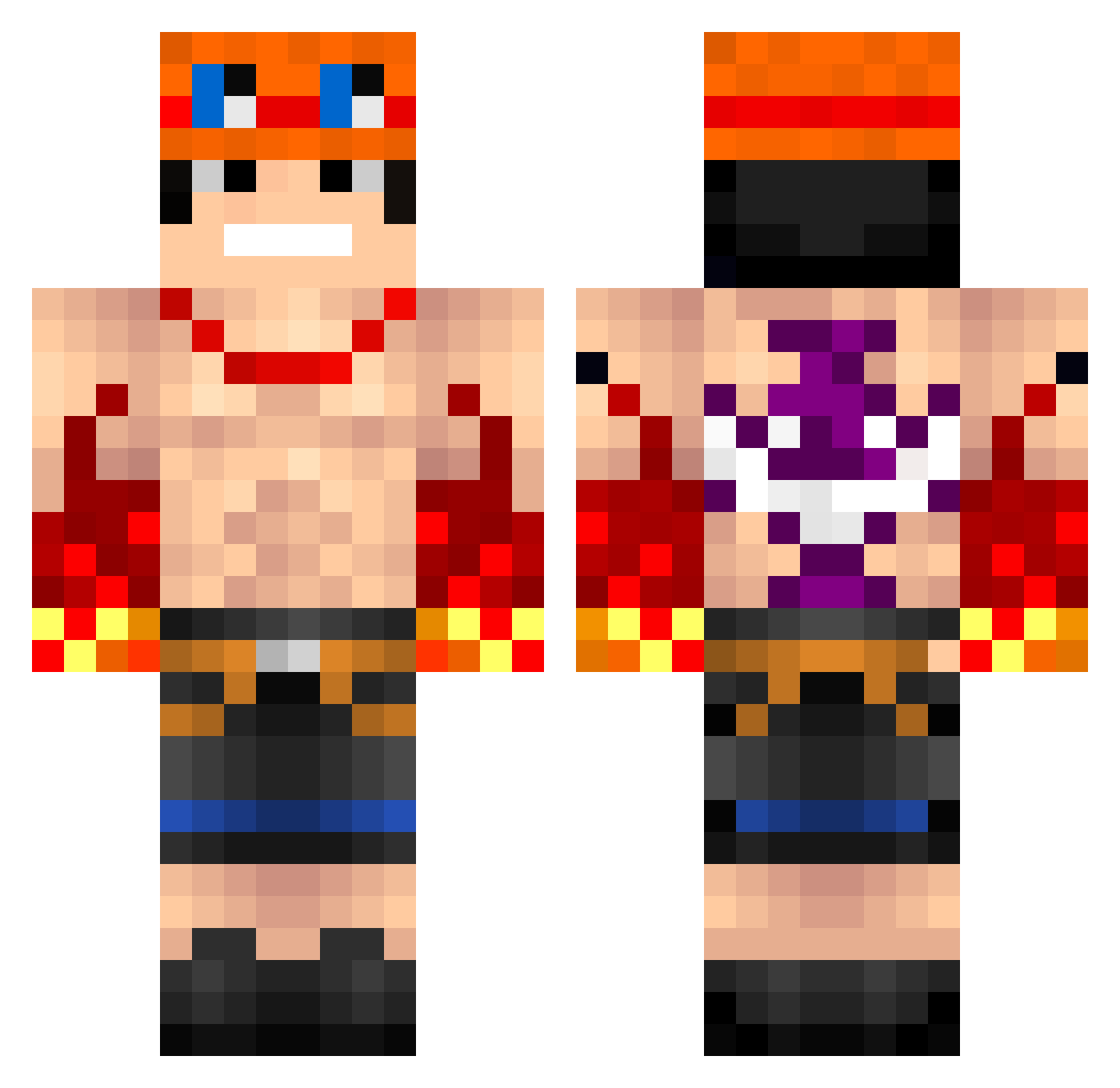 Electryk Minecraft skin, front and back view