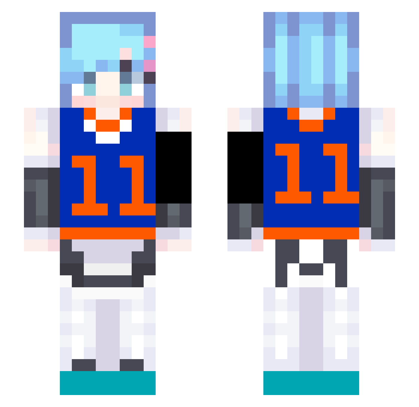 Bocchi__rock Minecraft skin, front and back view