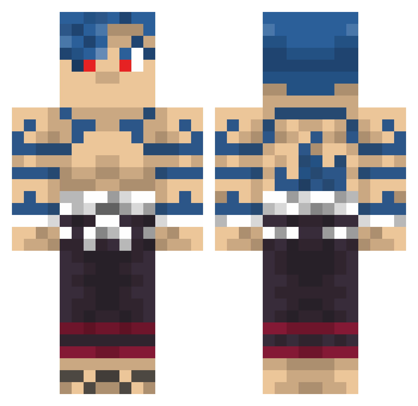 Peregrinus Minecraft skin, front and back view