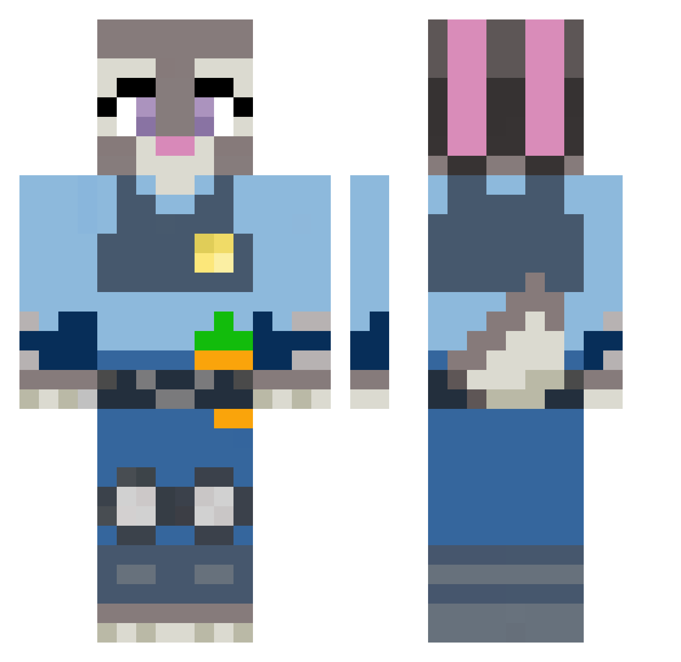 KoreanMomz Minecraft skin, front and back view