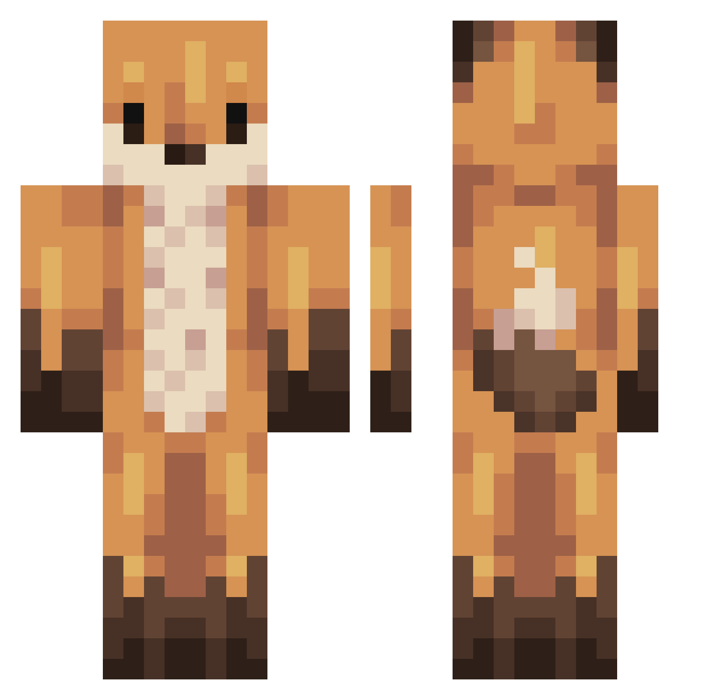 Fox_Wow Minecraft skin, front and back view