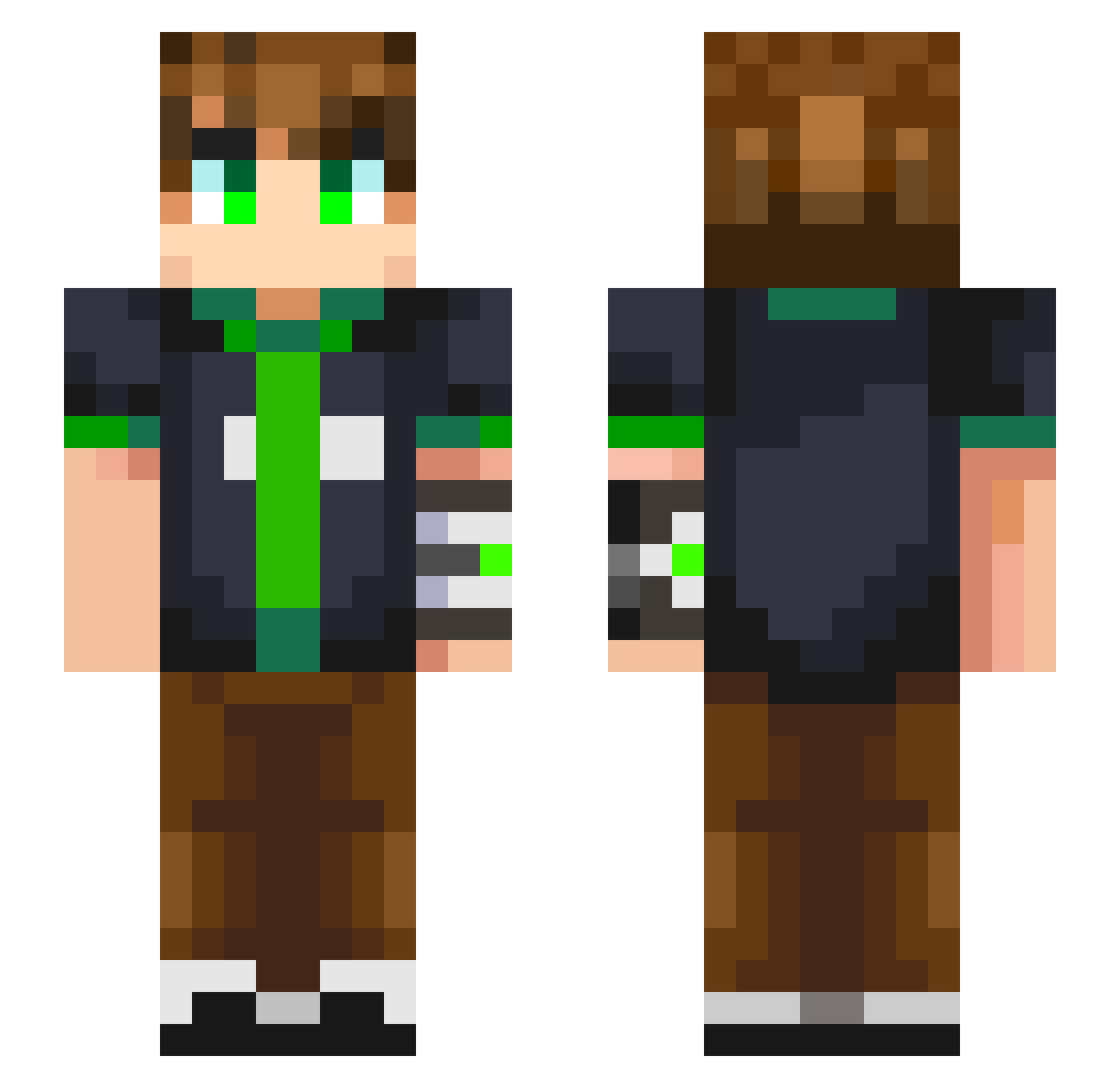 Thetyqy Minecraft skin, front and back view