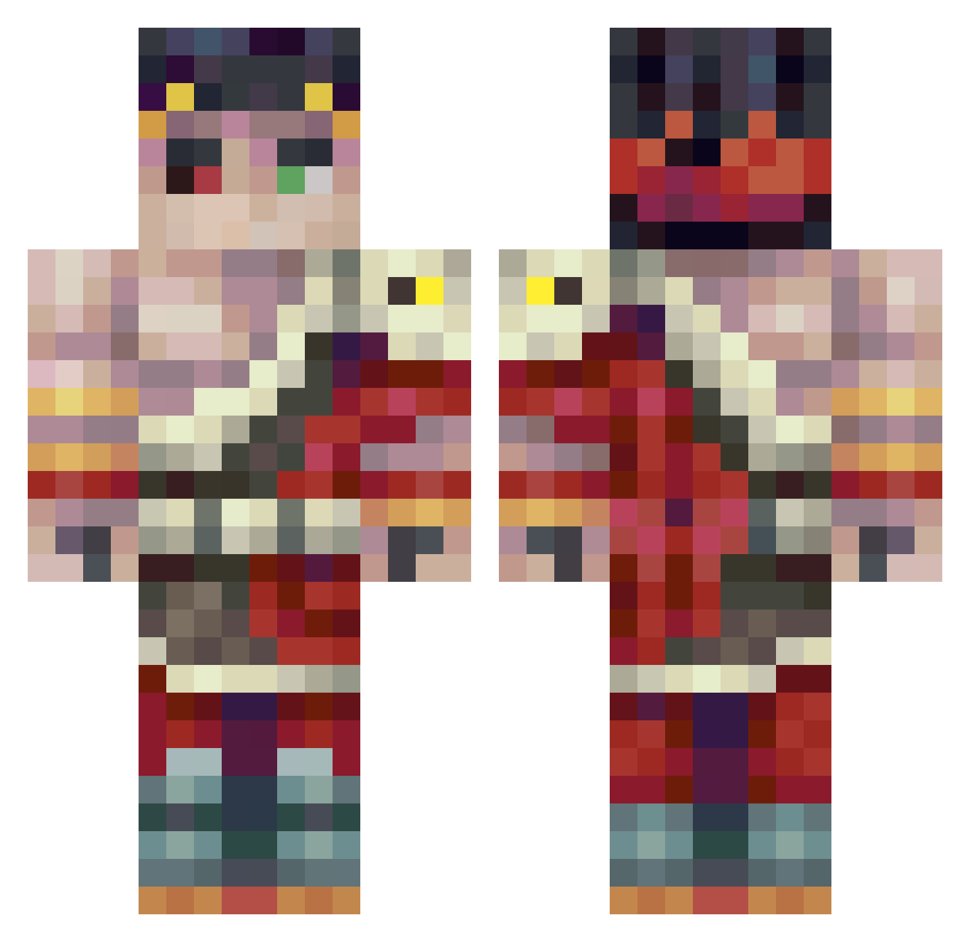FuriousDics Minecraft skin, front and back view