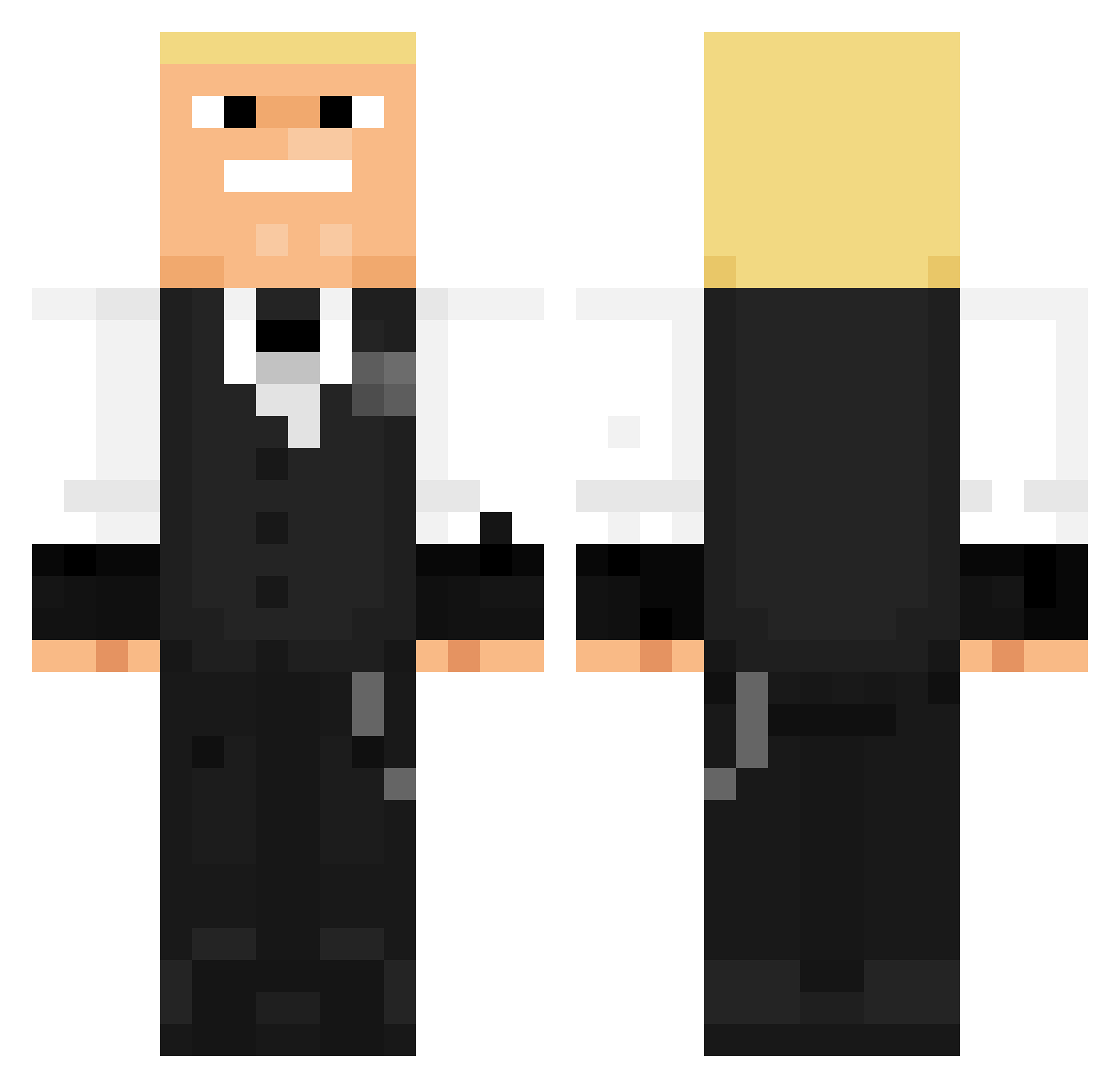 VoxelQ Minecraft skin, front and back view