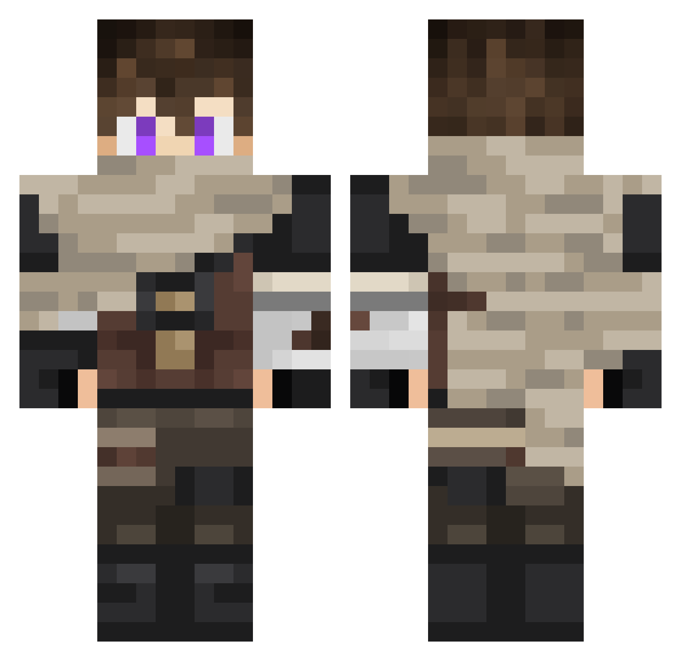 Namiojo Minecraft skin, front and back view