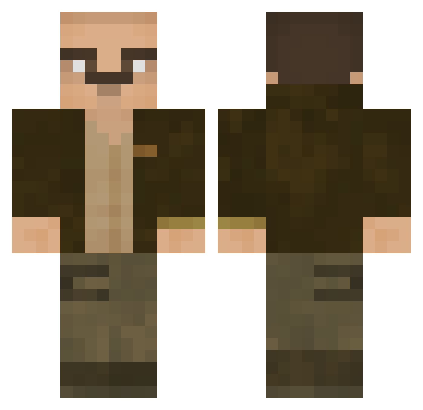 SmokingAparatus Minecraft skin, front and back view