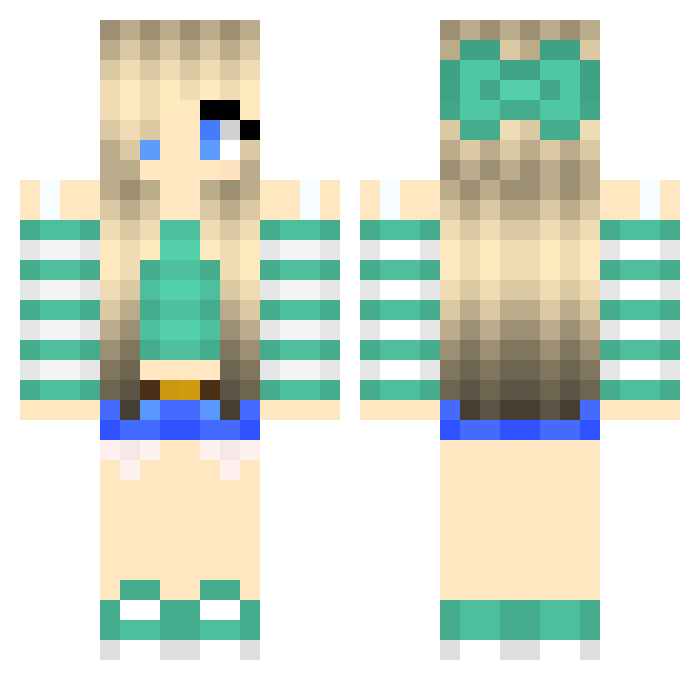 AlzatePAPA Minecraft skin, front and back view