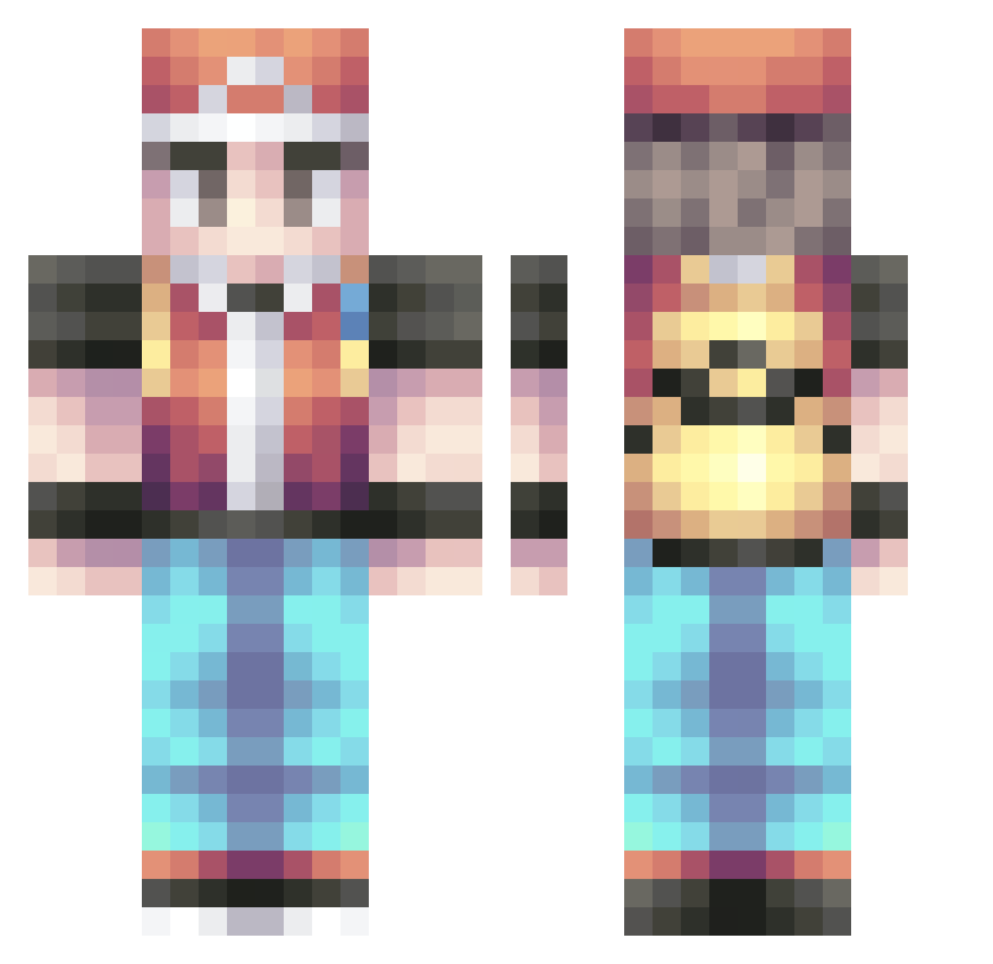 S9O6 Minecraft skin, front and back view