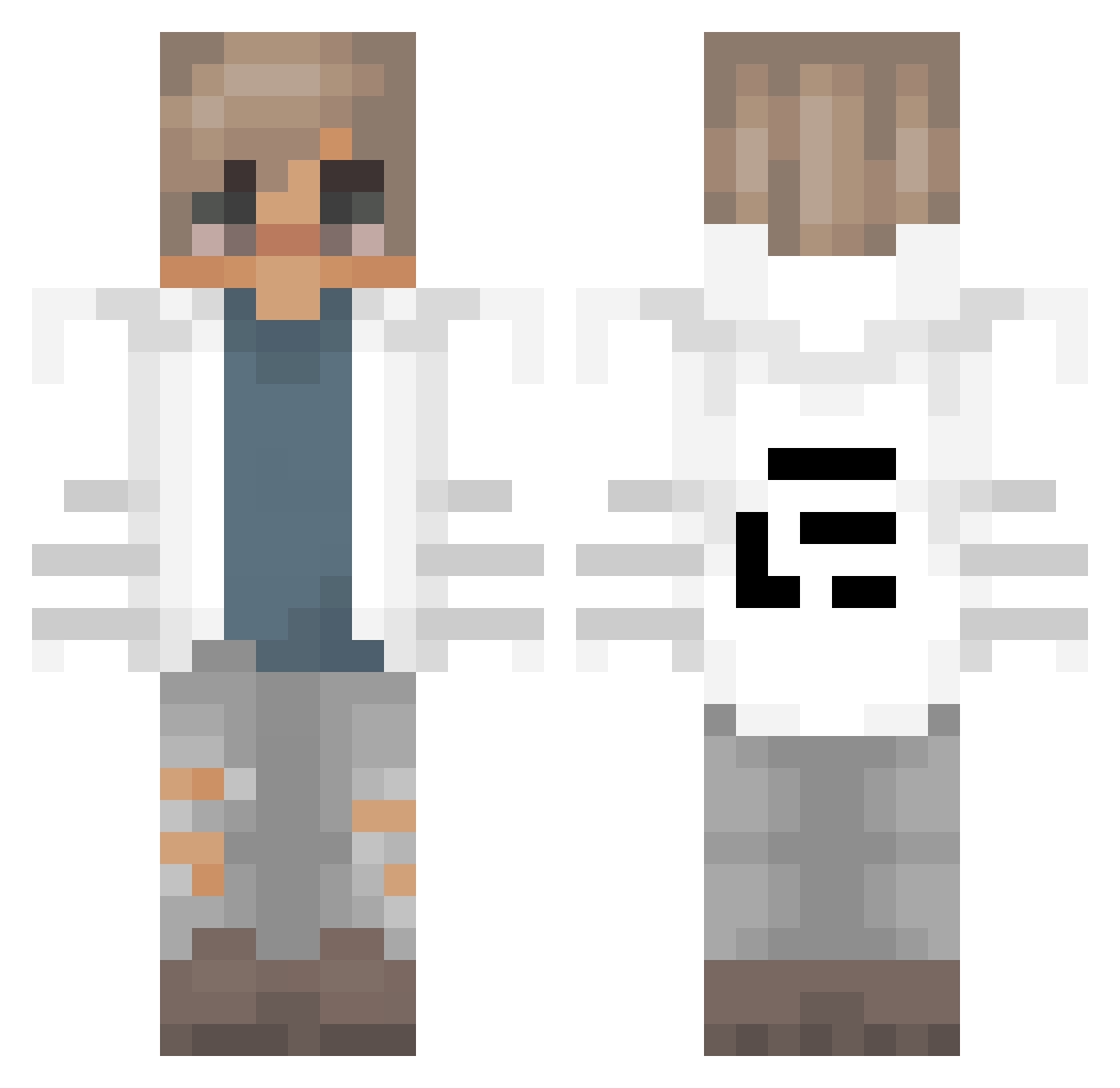 lowPC4 Minecraft skin, front and back view
