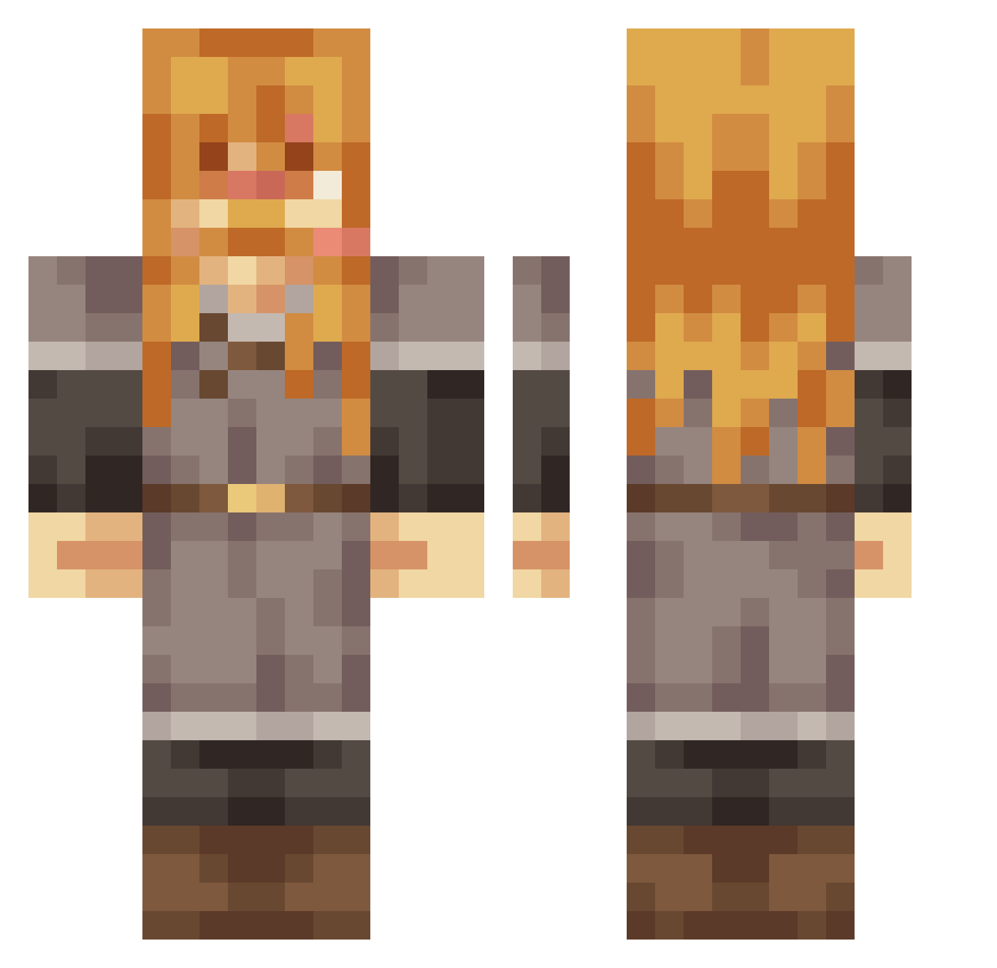Justgbaz Minecraft skin, front and back view