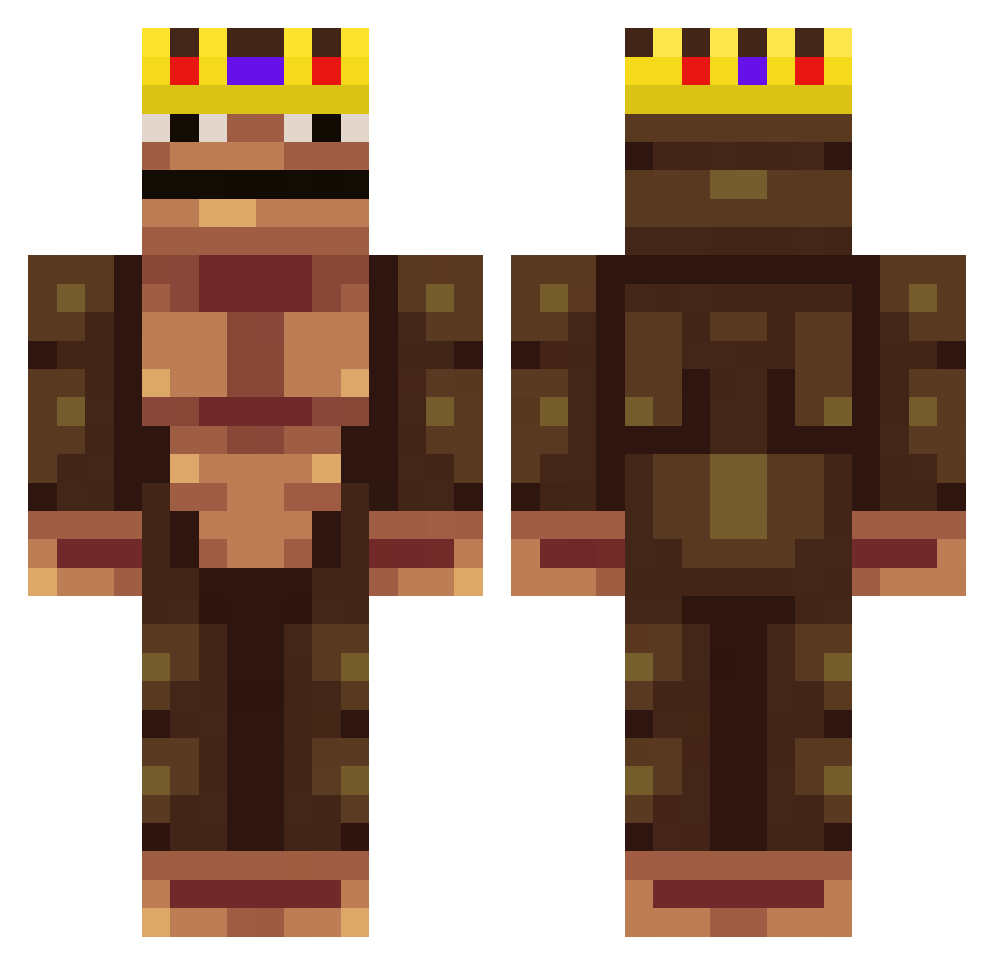 wnms Minecraft skin, front and back view