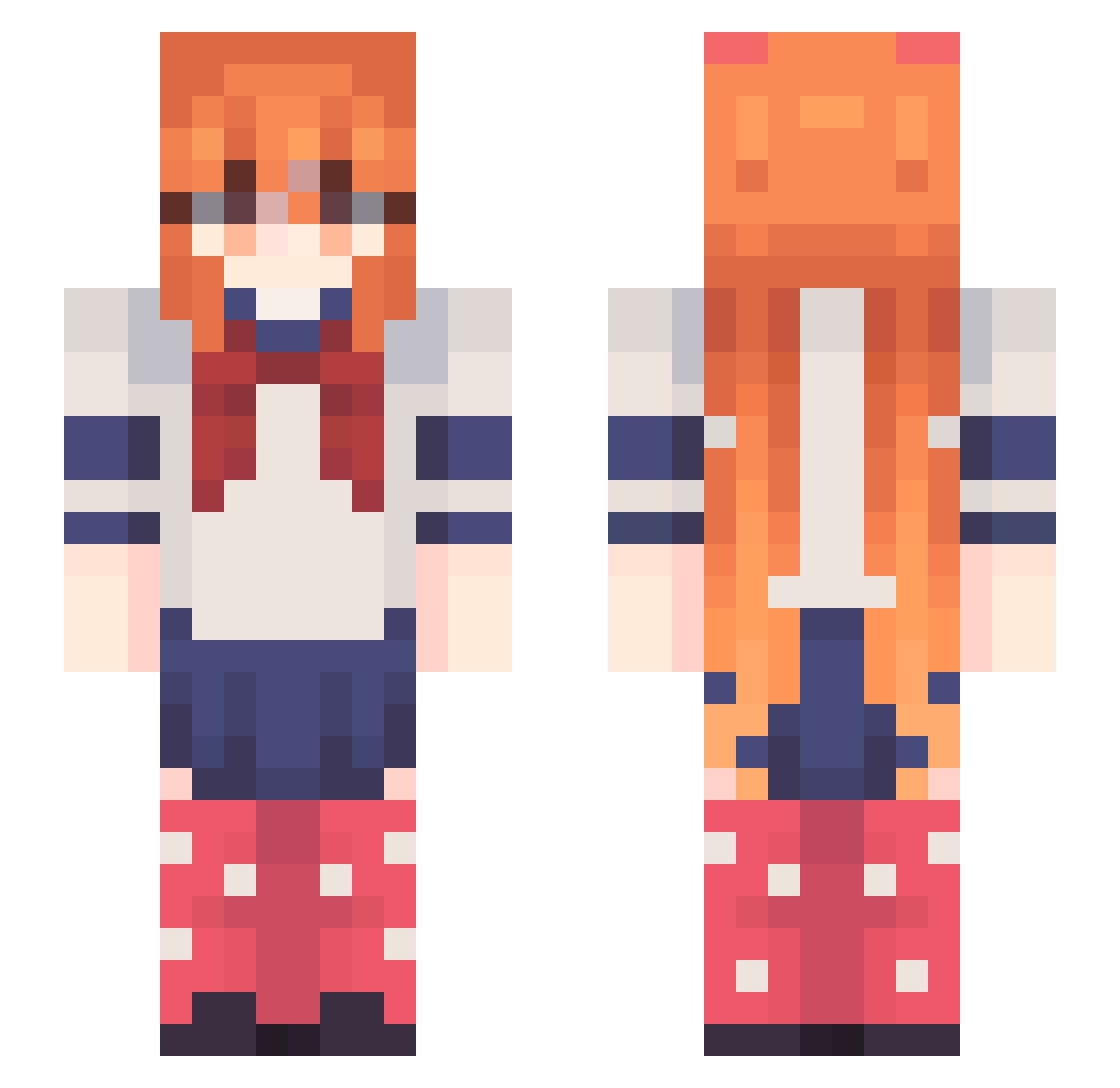 steviexoxo Minecraft skin, front and back view