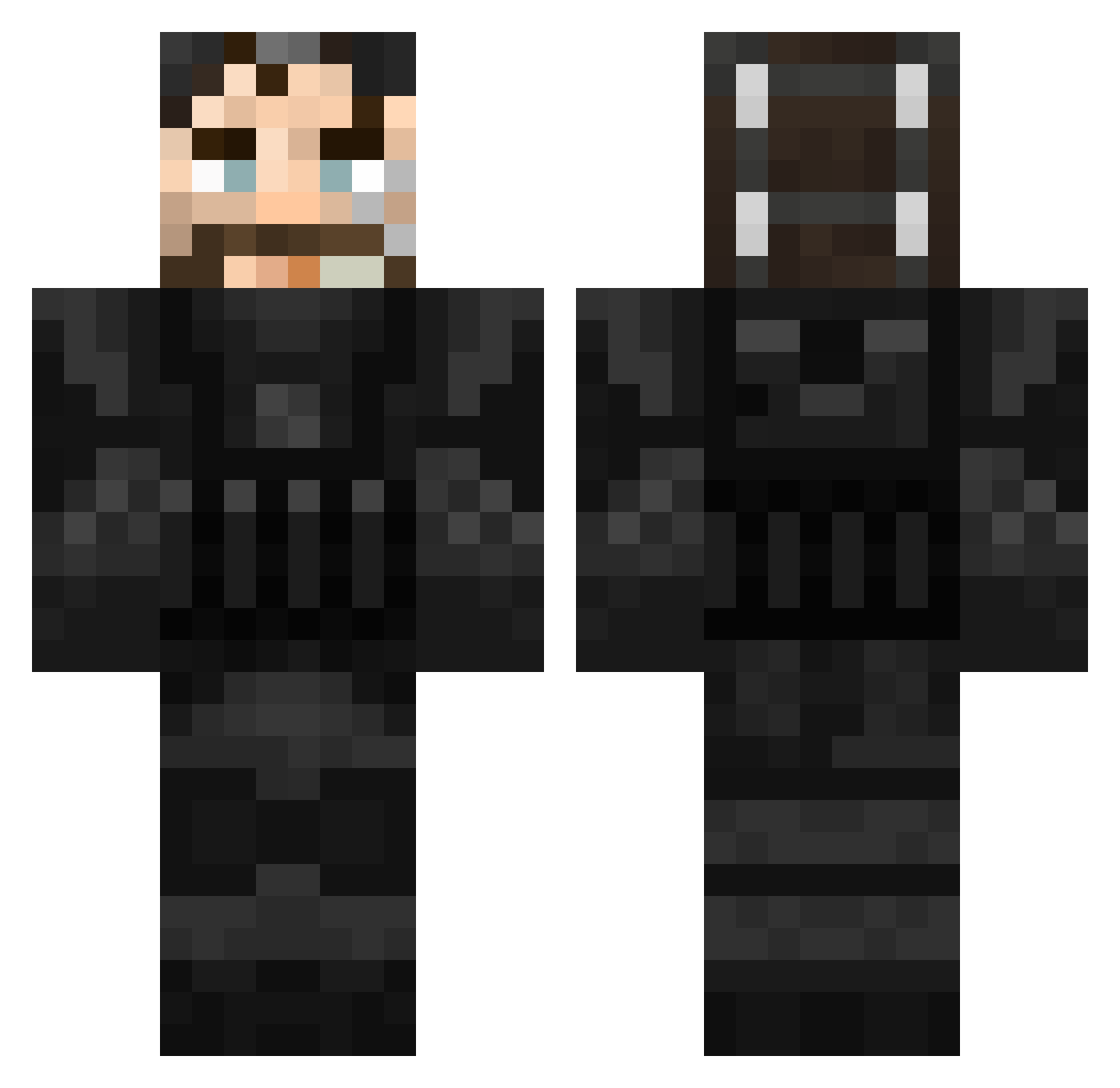 dKF Minecraft skin, front and back view