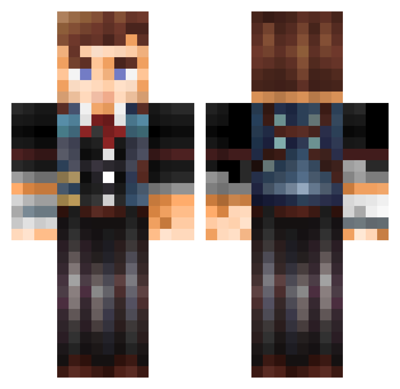FireMaster16000 Minecraft skin, front and back view