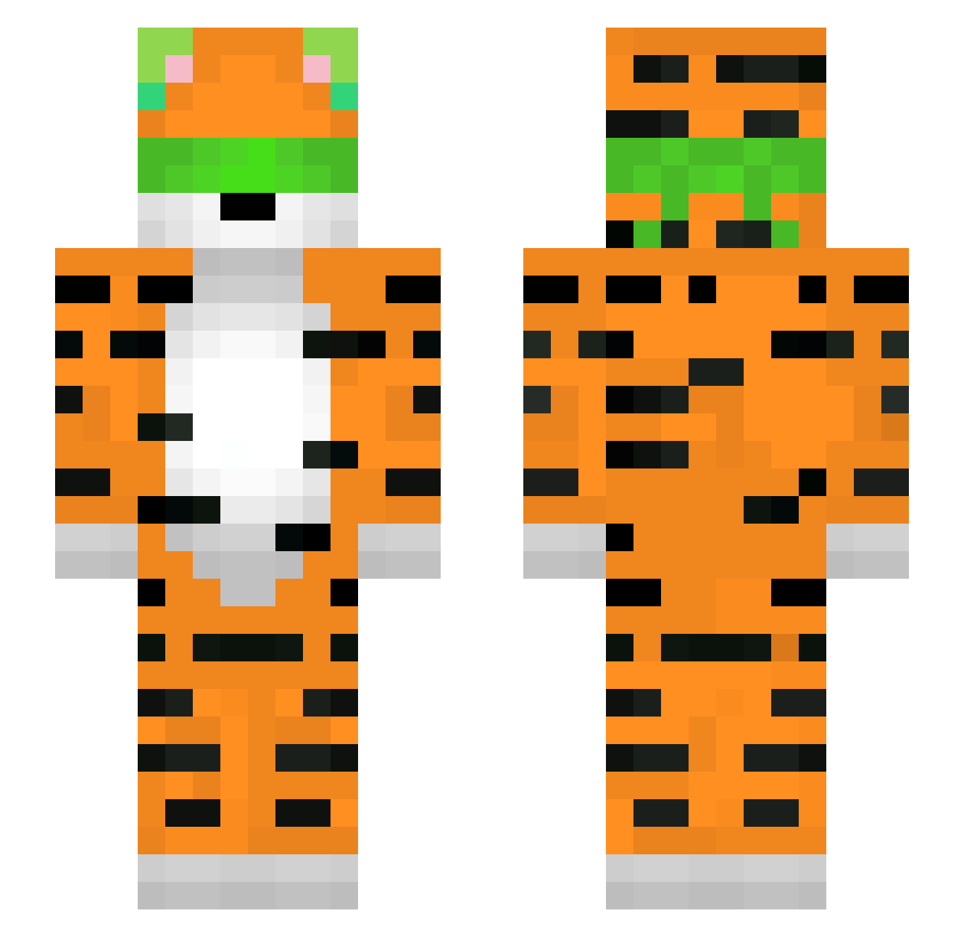 T7ger Minecraft skin, front and back view