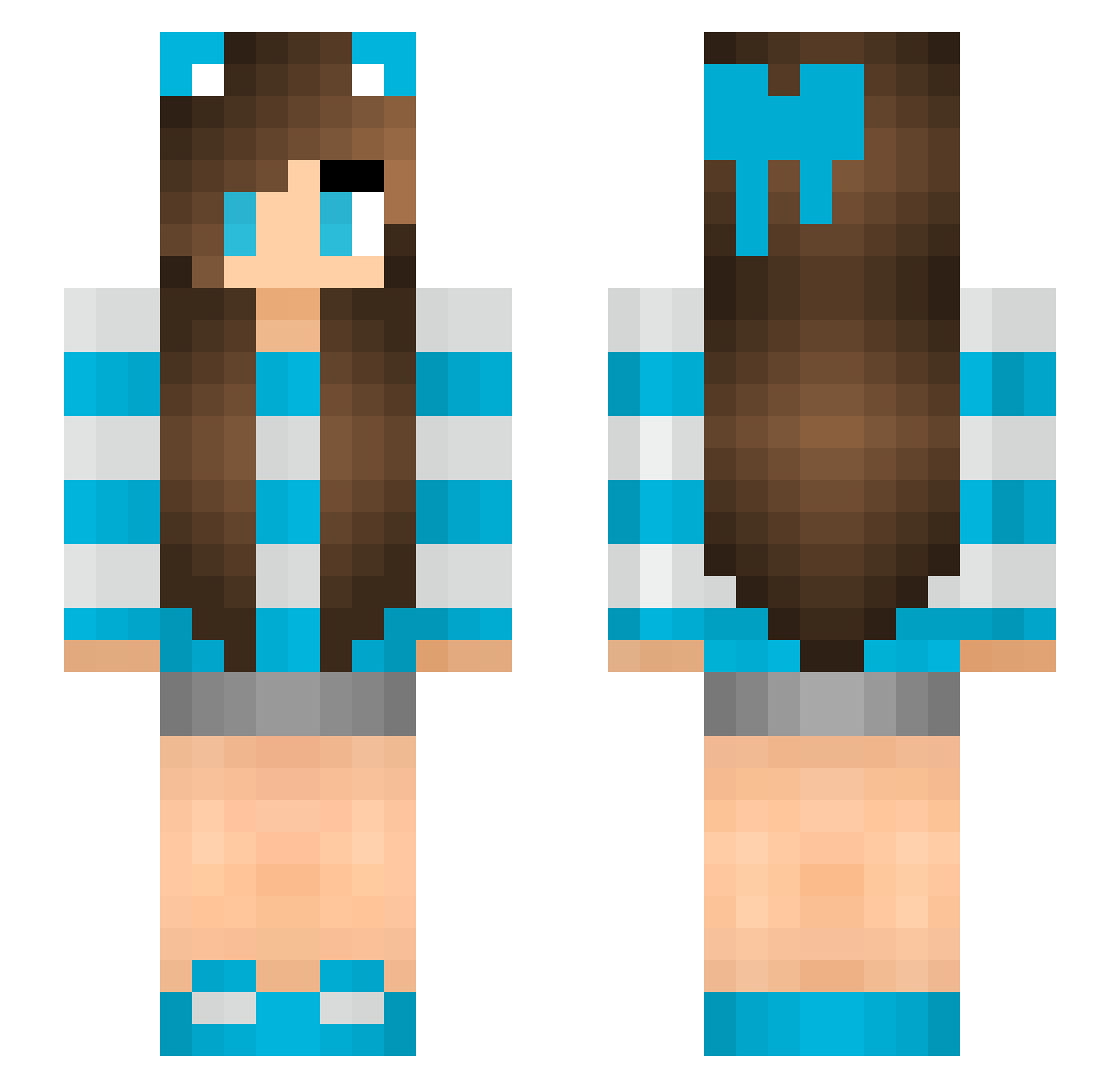 xxFnafFoxyxx Minecraft skin, front and back view