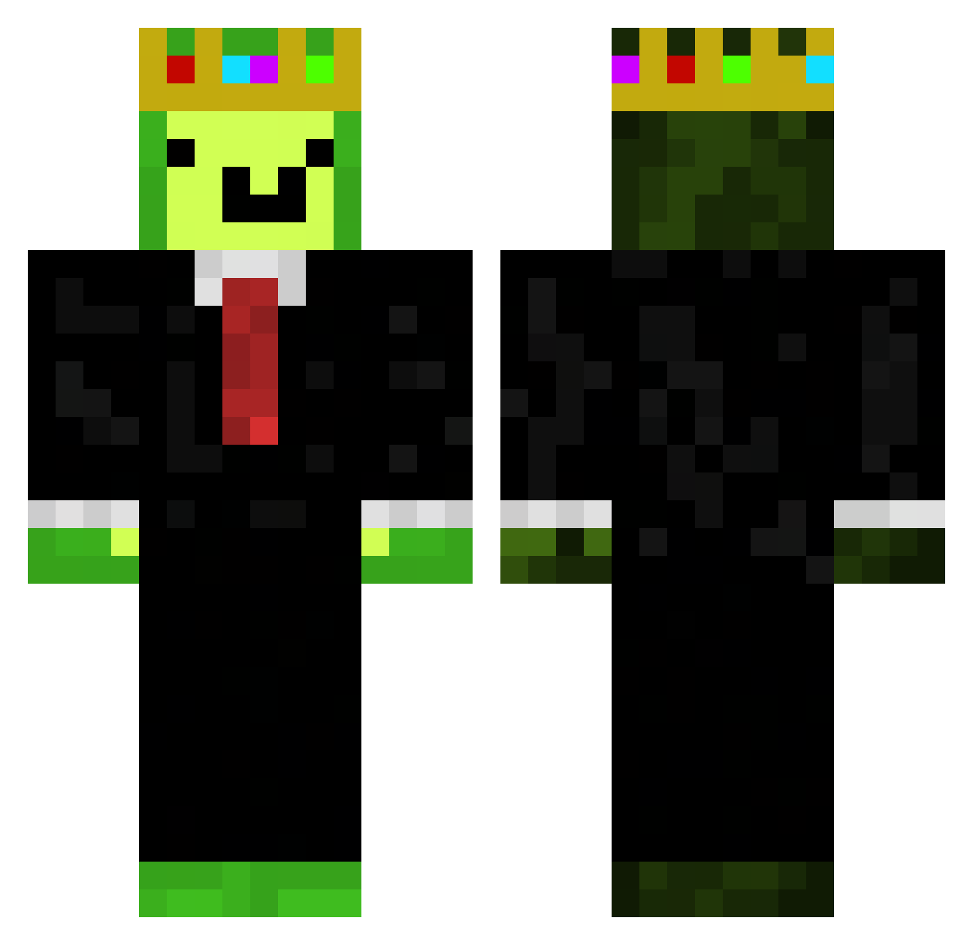 kubbox Minecraft skin, front and back view