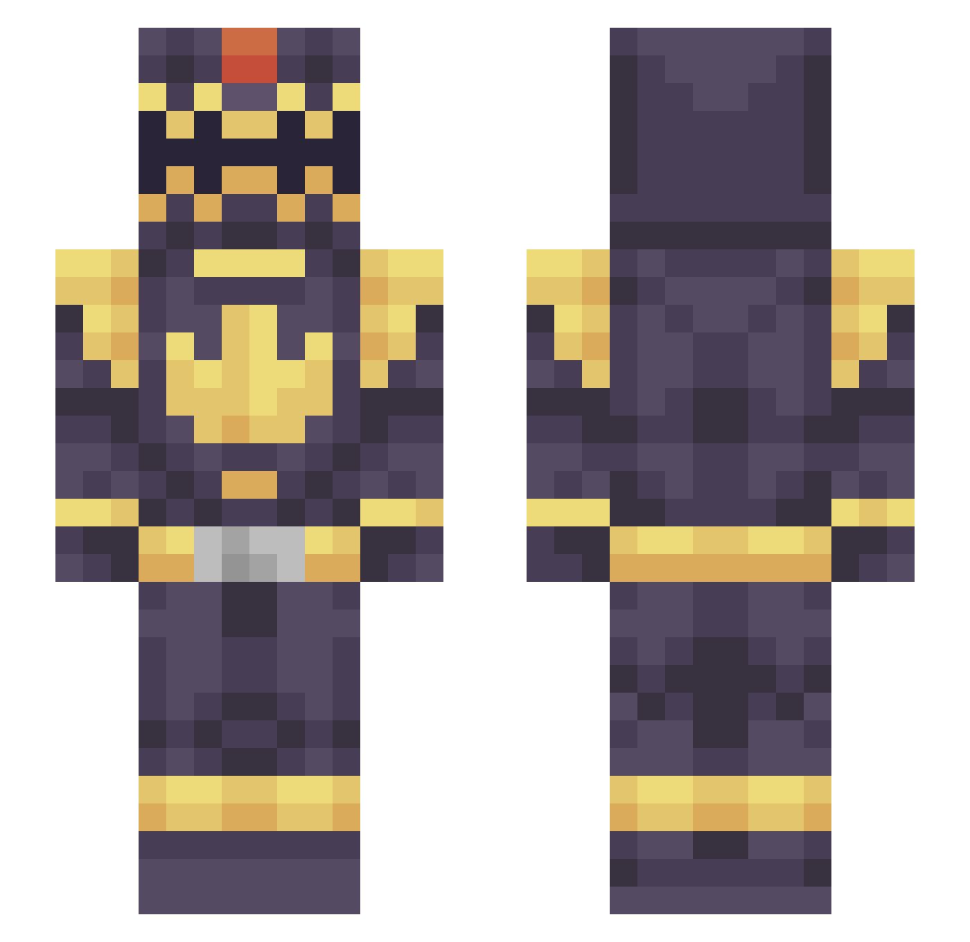 PxndxTM Minecraft skin, front and back view