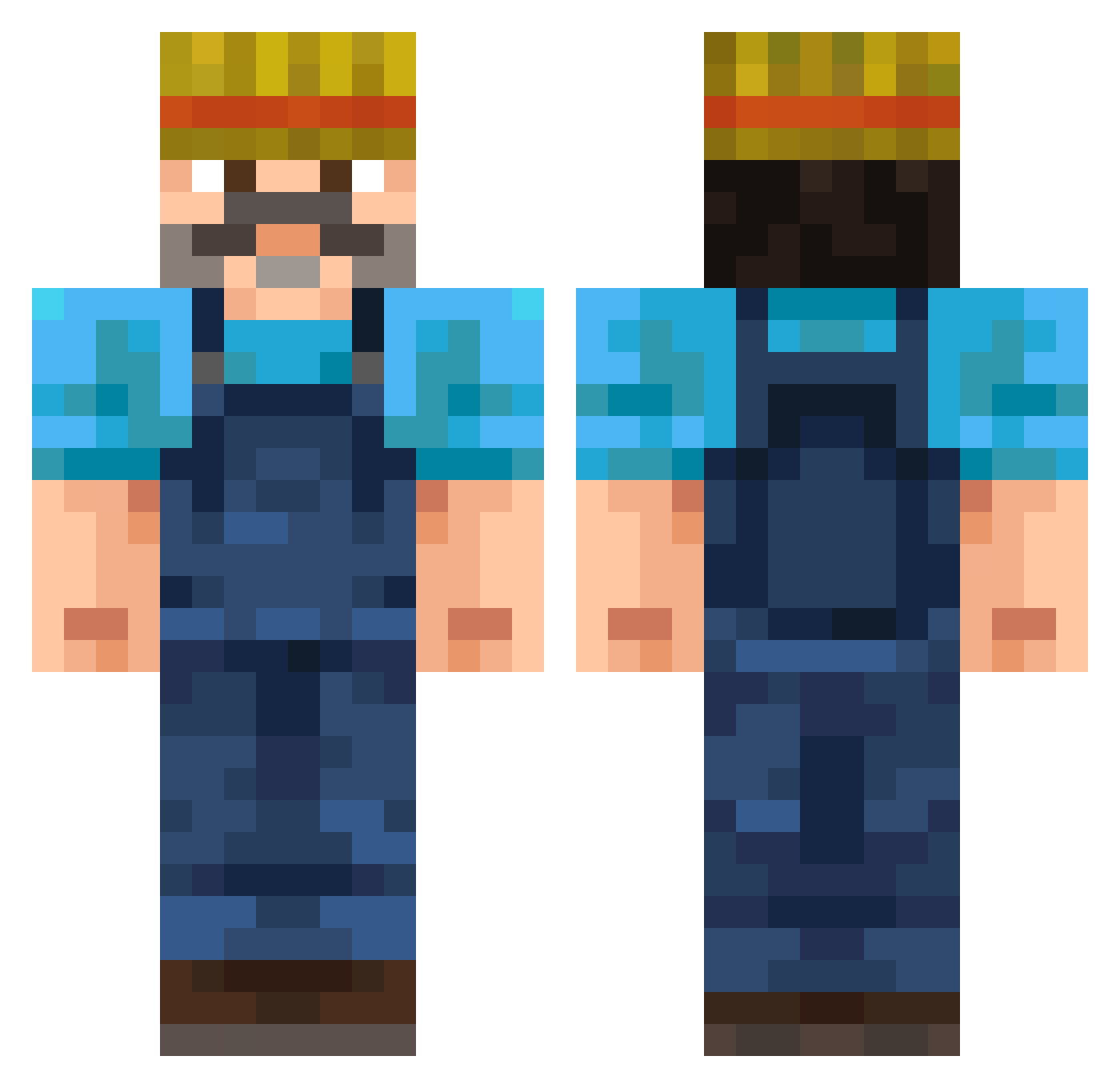 Tuggmeister Minecraft skin, front and back view