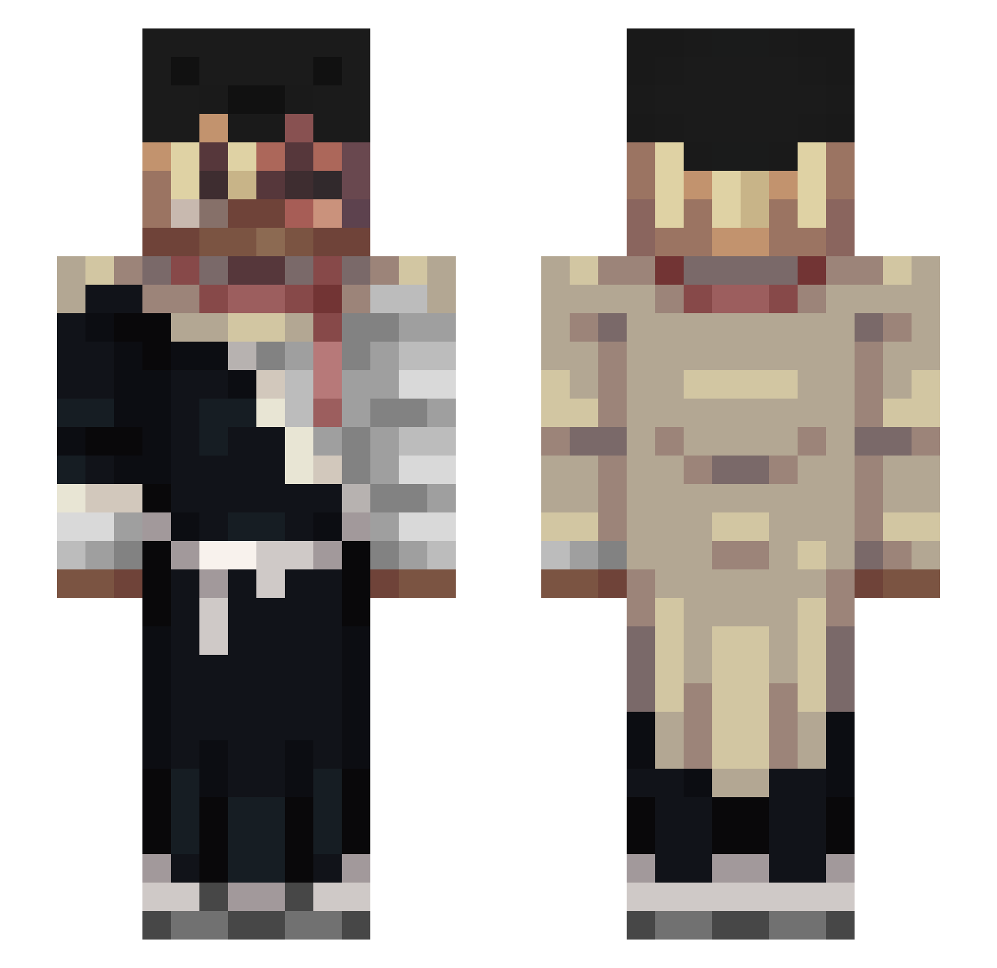 Gameknight347 Minecraft skin, front and back view