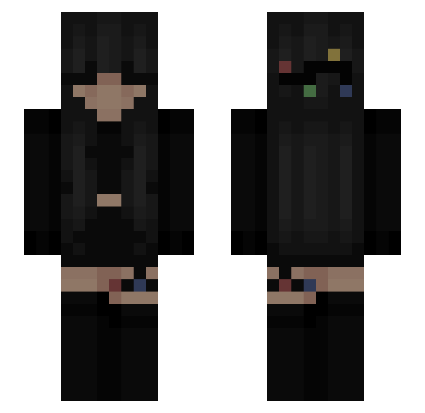 Heder Minecraft skin, front and back view