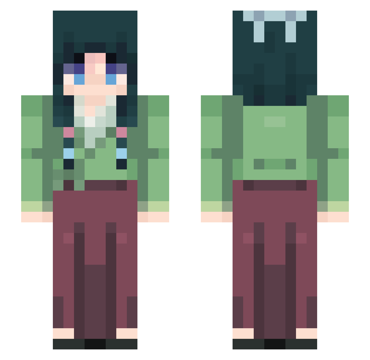 DelphinWave Minecraft skin, front and back view