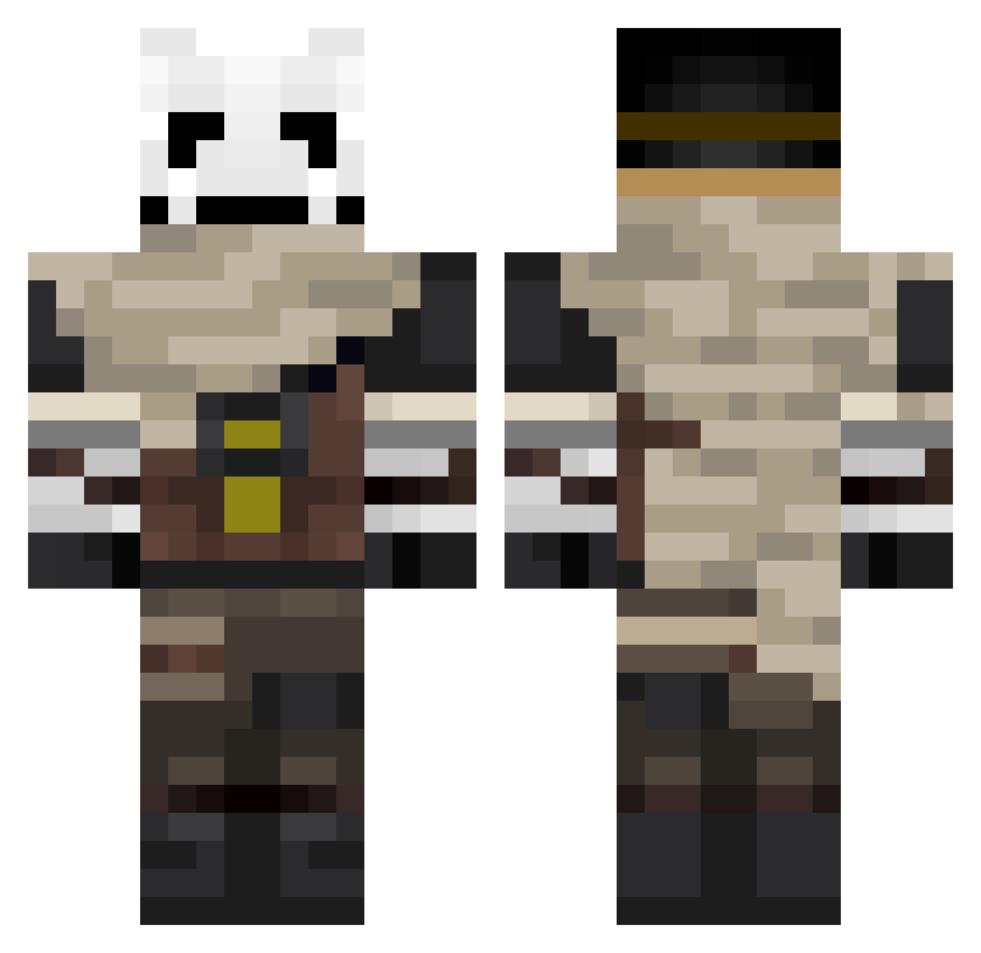 FrostyParasite Minecraft skin, front and back view