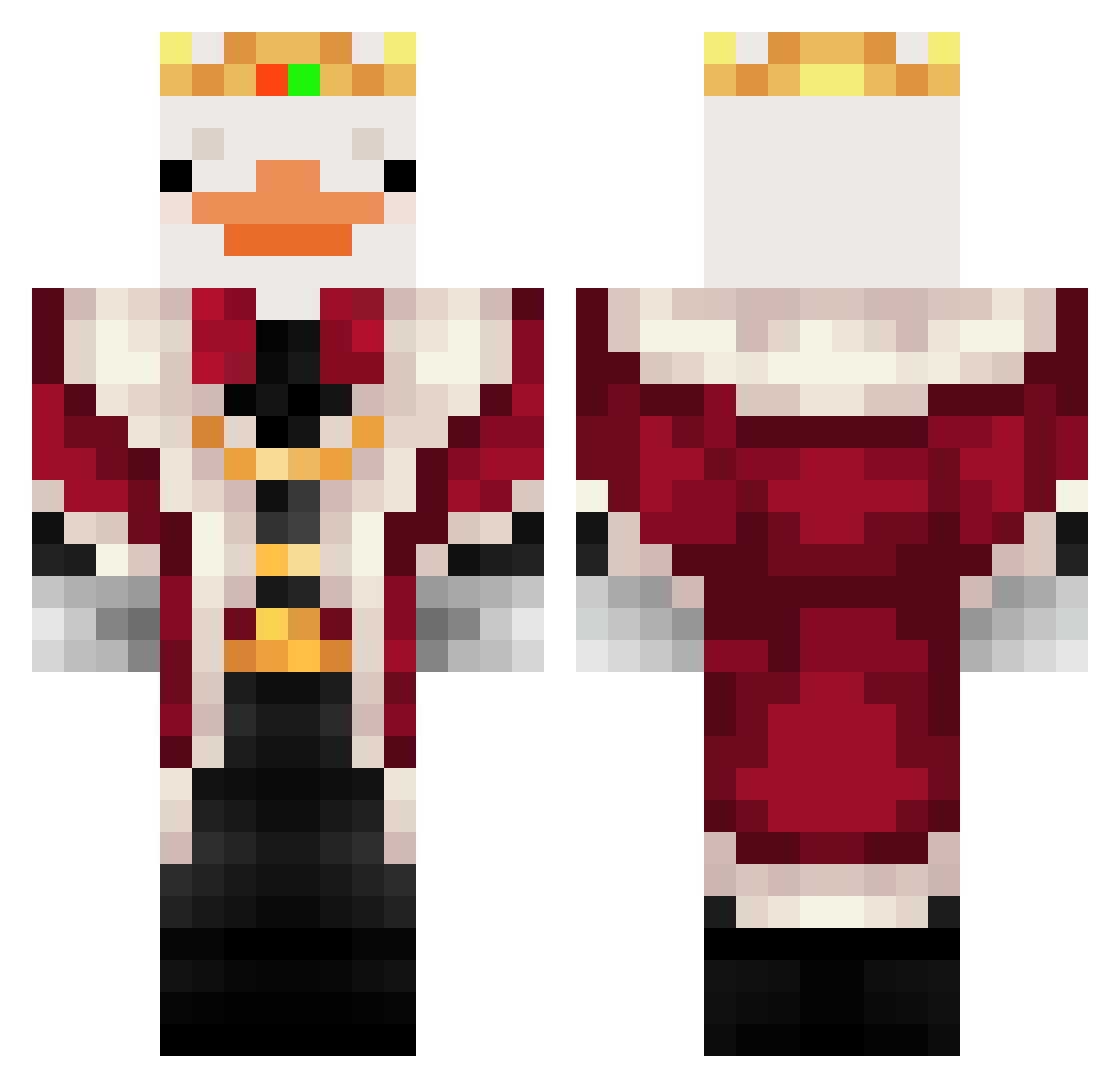 _LazarX Minecraft skin, front and back view