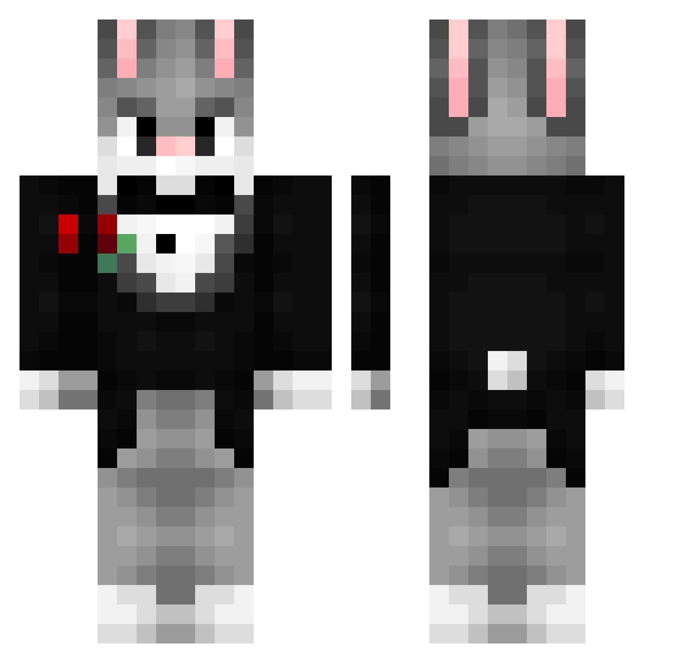 seekii Minecraft skin, front and back view