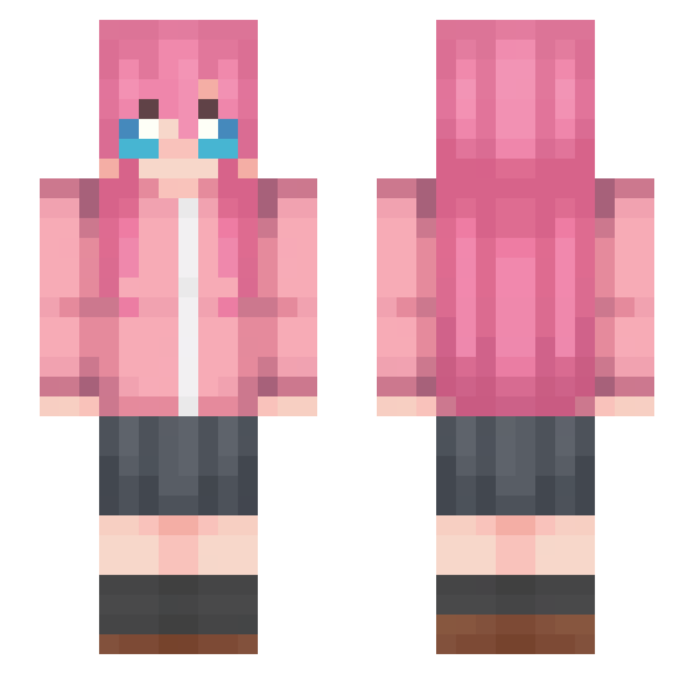 Unchained_Felix Minecraft skin, front and back view