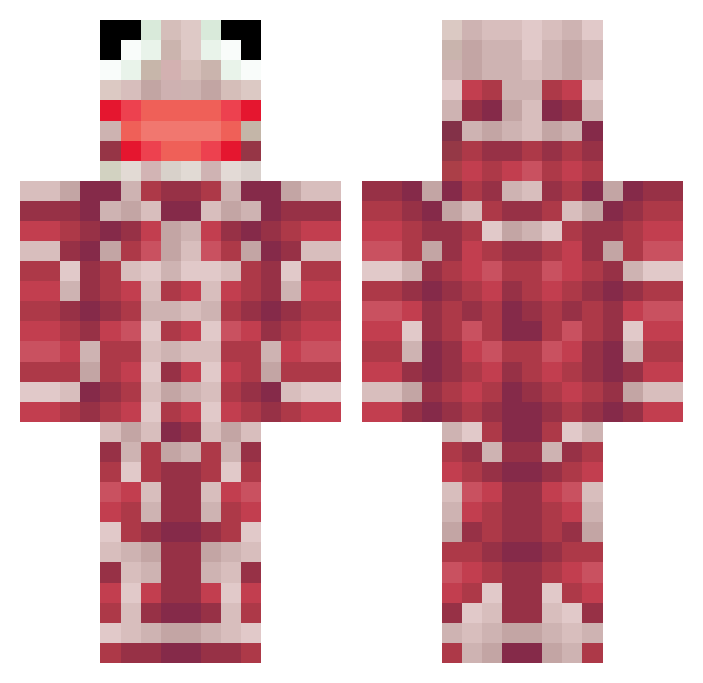 BIueRX Minecraft skin, front and back view