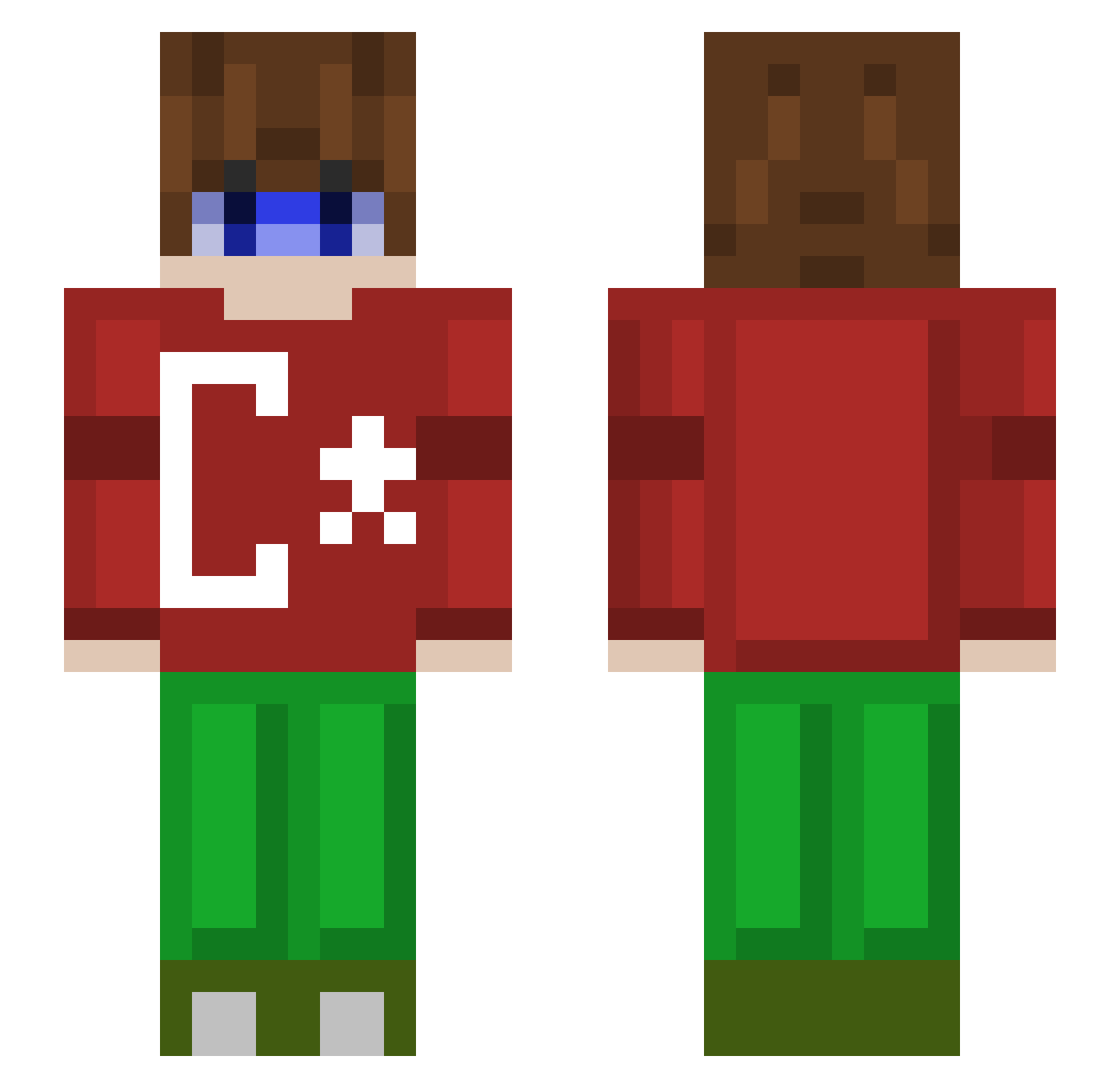 PBM121 Minecraft skin, front and back view