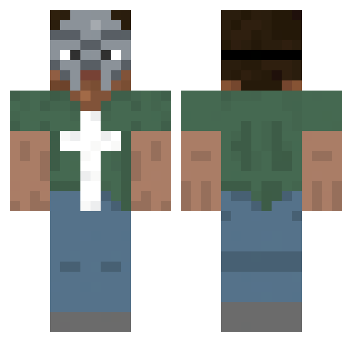 camslark Minecraft skin, front and back view